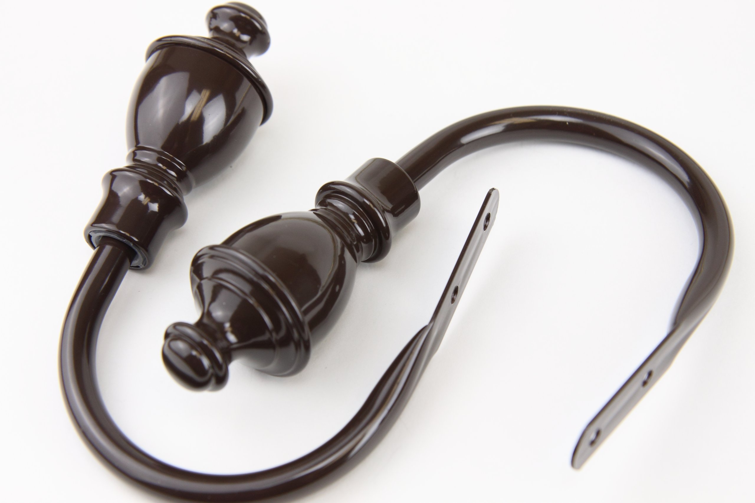 A&F Rod Decor - Vase Finial Holdbacks, Pair, Mahagony