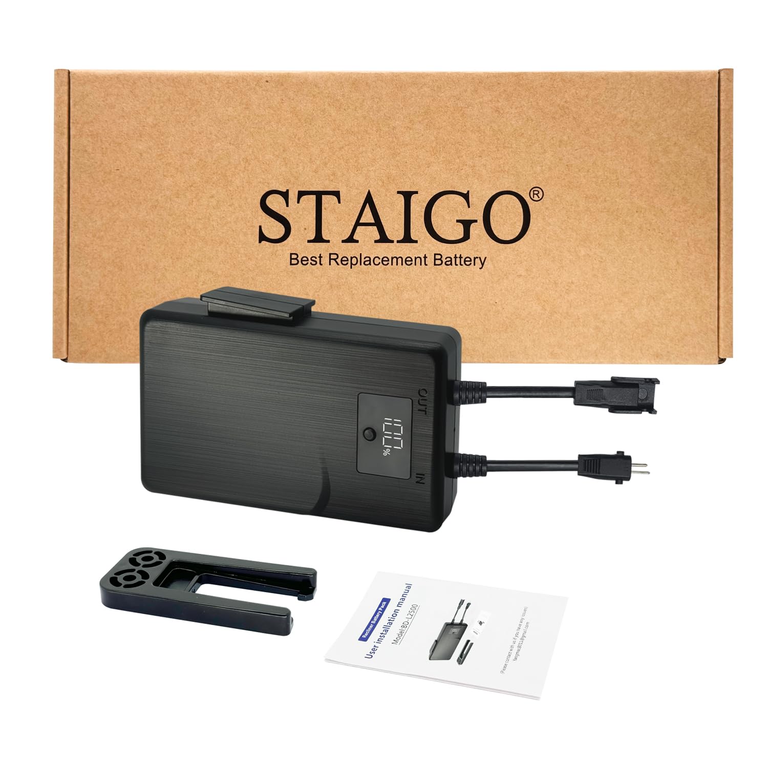 STAIGO Batería Universal para Muebles Reclinables Fuente de Alimentación Recargable para Muebles de Movimiento Eléctrico de 2 Pin para Okin-Limoss-Berkline-Med con Pantalla LED [2500mAh]