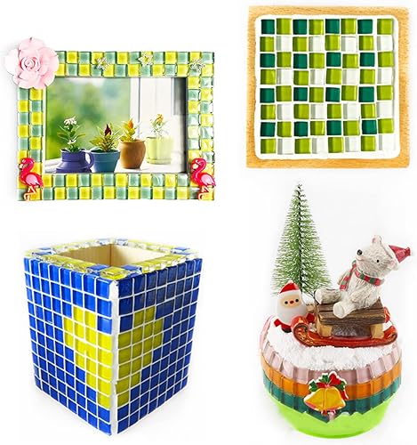 Miniatura 2 de Azulejos de mosaico - Surtido de azulejos de mosaico cuadrados de vidrio a granel - Azulejo de vidrio de colores mixtos de 0.4 x 0.4 in - 200