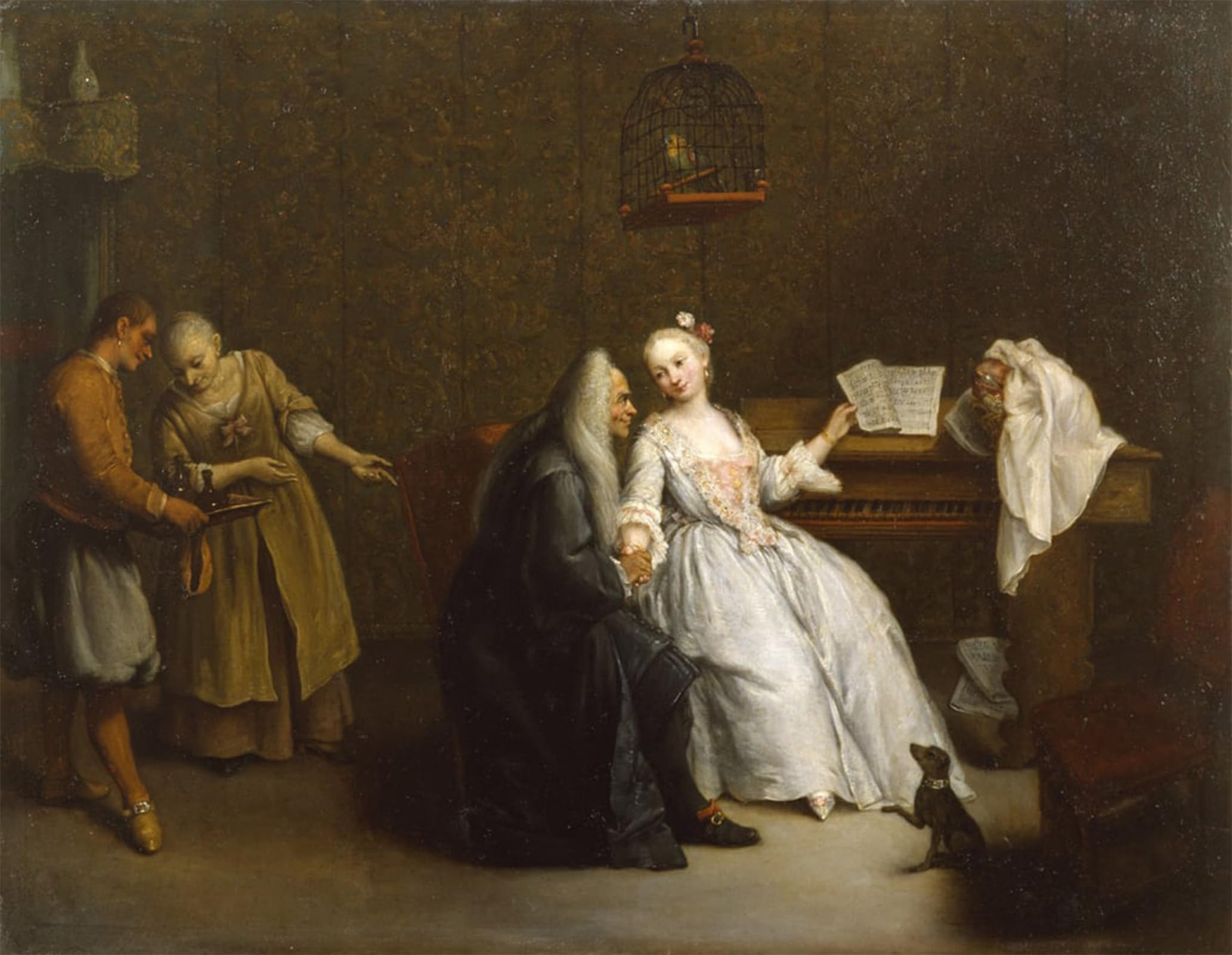 SERENDIPITP Abstract Painting Mural Print Picture Wall Decor Painting the Music Lesson by Pietro Longhi Vintage Wall Artwork for Home Decor 60x90cm