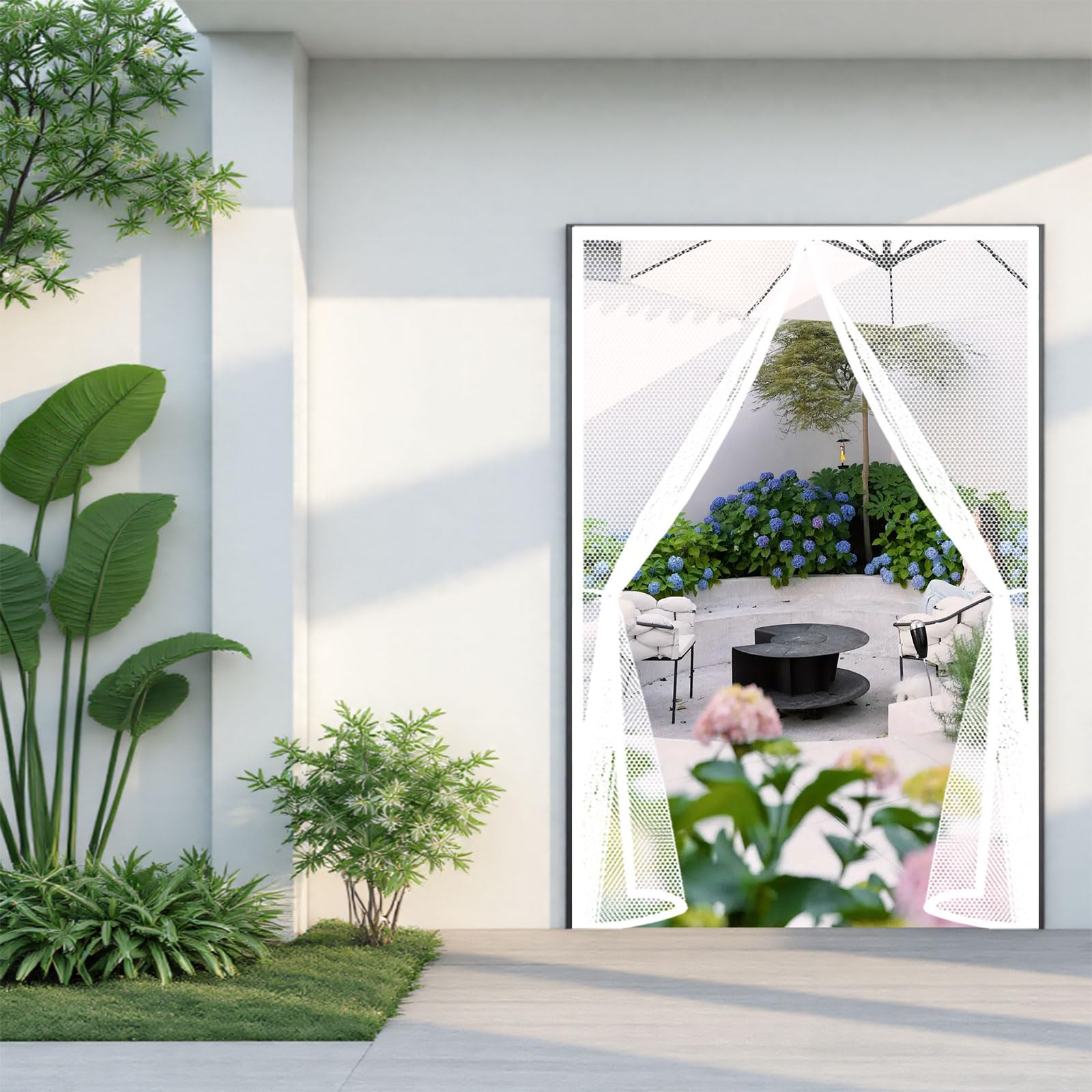 Fly Screens for Doors 95 x 285 cm Heavy Duty Self-Sealing No Gap Anti Mosquito Insect Protection Door Hands Free No Drill Installation for Patio Bedroom Sliding Kitchen, White