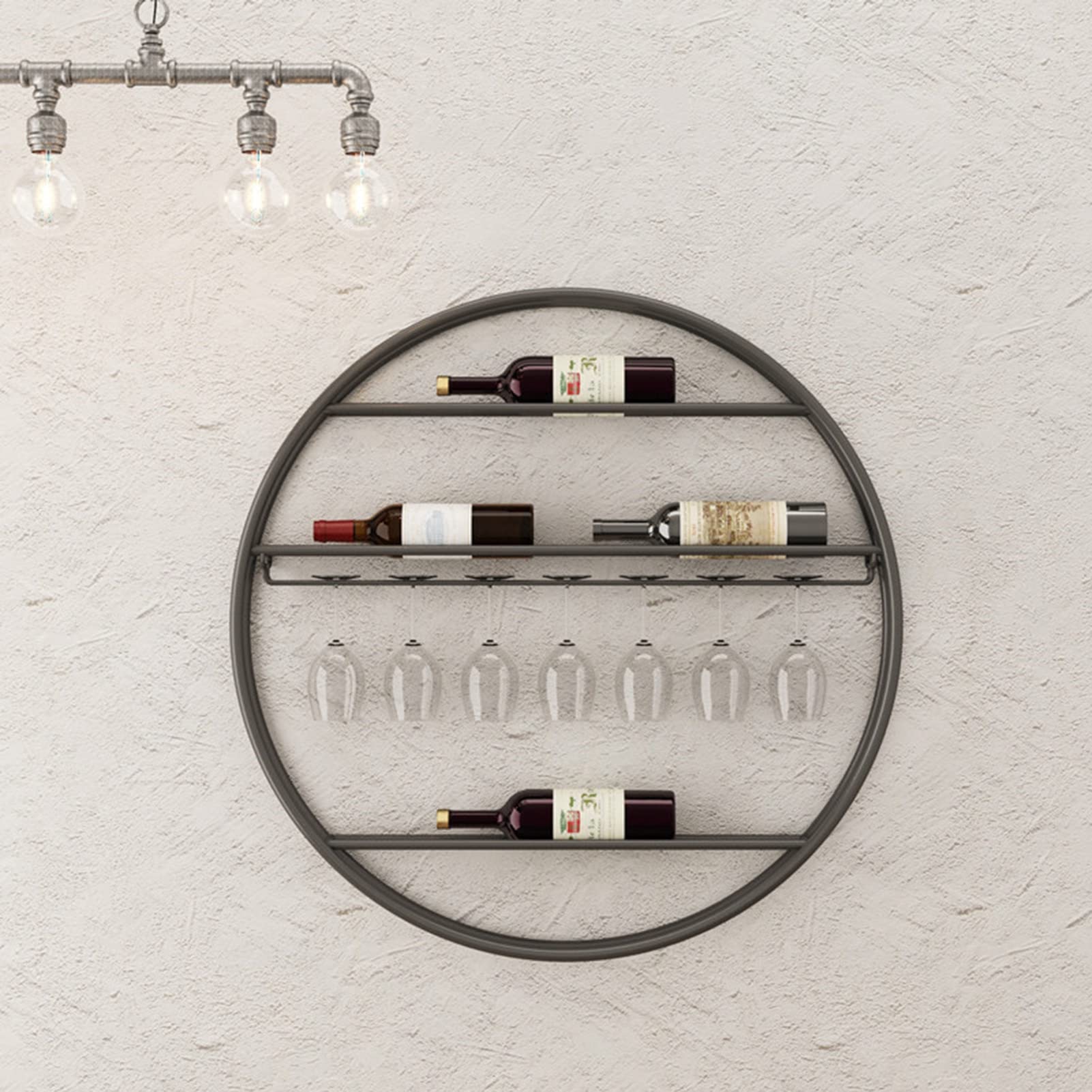 Porte-bouteilles de vin en verre flottants avec support de stockage