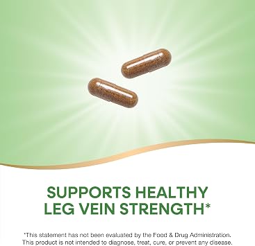 Nature's Way Leg Veins, Supports Healthy Leg Vein Strength*, 6-Herb Blend, Horse Chestnut Extract and Dandelion Supplement, Gluten Free, 60 Vegan Capsules (Packaging May Vary)