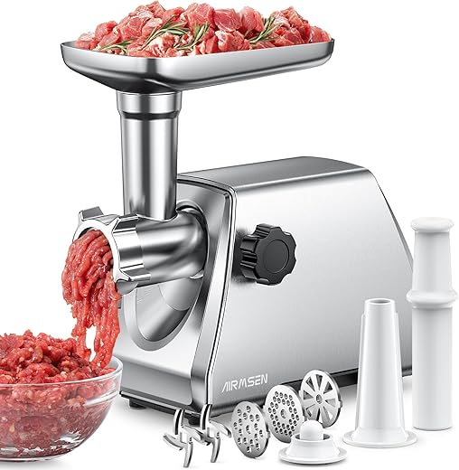 AIRMSEN Heavy Duty Electric Meat Grinder – Fast Quiet Meat Mincer with...