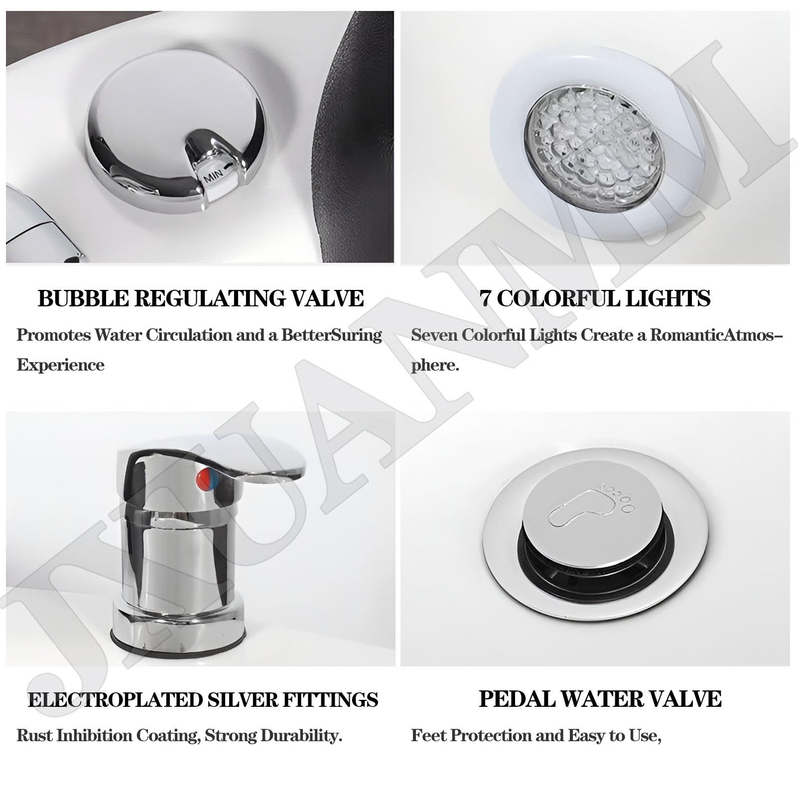 SPA de pies para pedicura, baño de pies acrílico con Masaje, Cuenco de pedicura con bañera portátil, SPA de pies con Calor y Masaje, Bomba Drenaje automático, inmersión Gran tamaño A