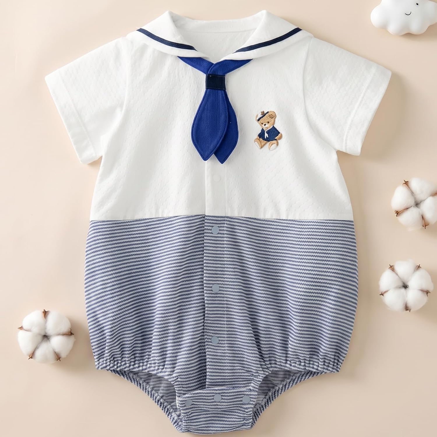 Baby Romper for Boys & Girls, 100% Cotton Newborn Short Sleeve Jumpsuit, Premium Summer Photoshoot Outfits