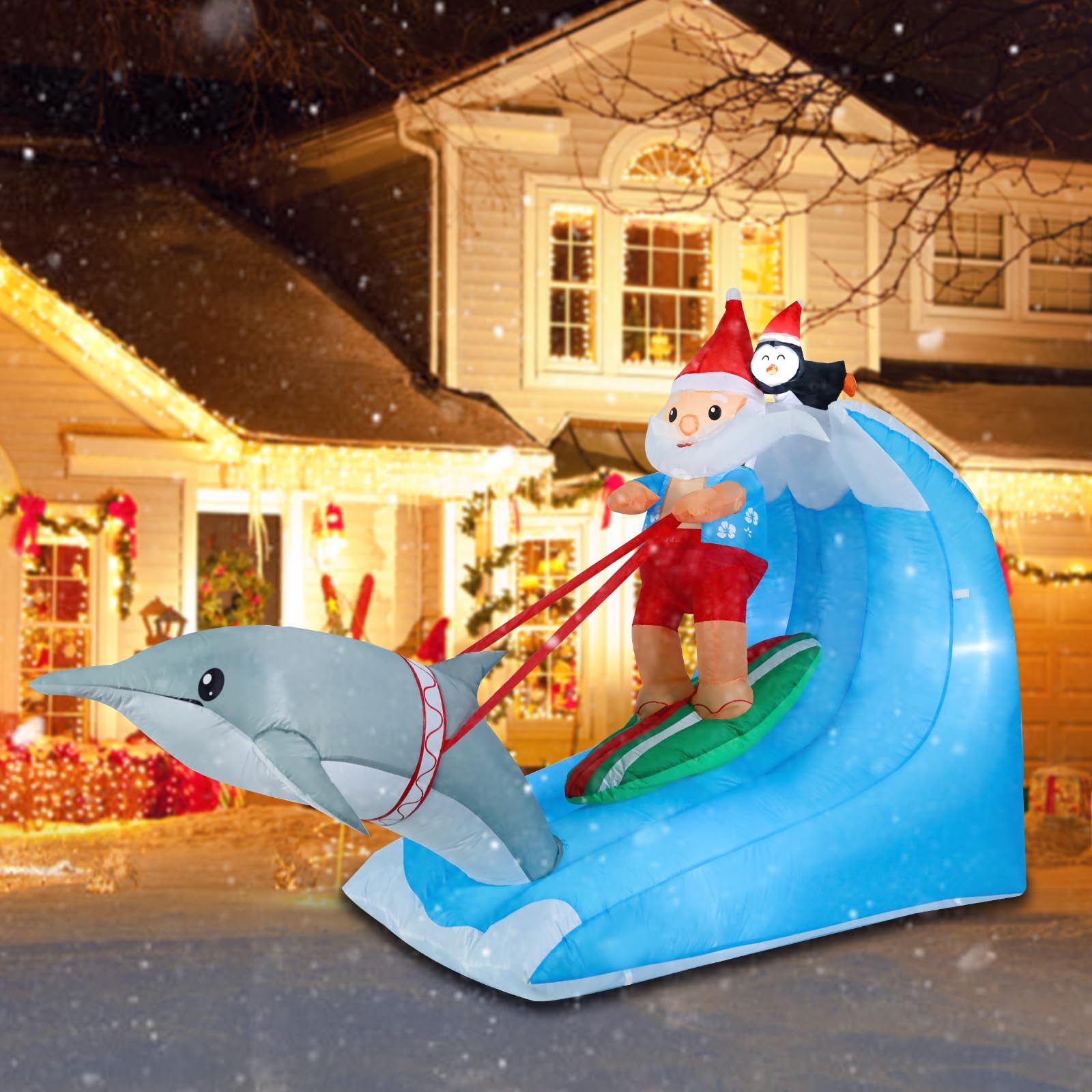 Décoration de Noël gonflable MUMTOP avec LED pour animer votre grand jardin de fête.