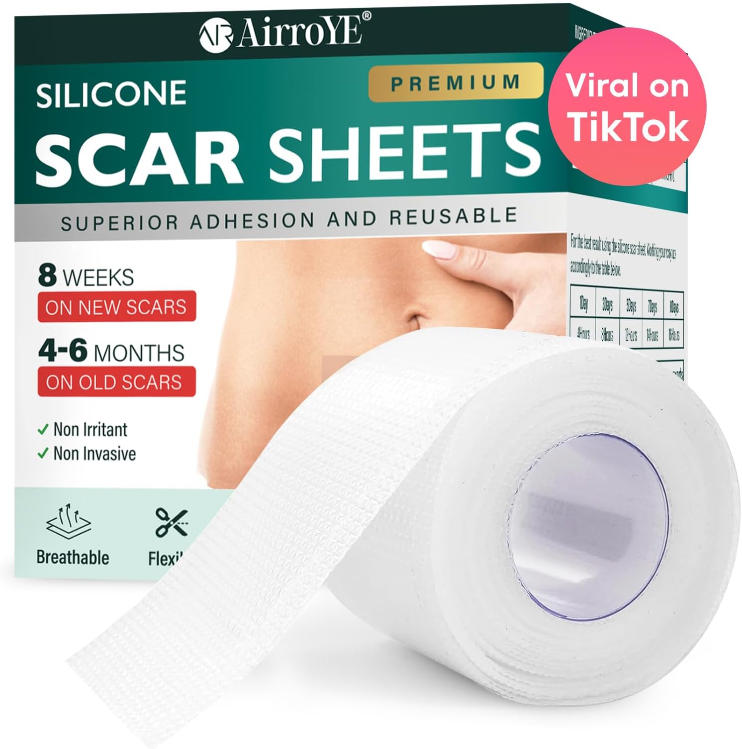 Silicone Scar Sheets for Surgical Scar: Clear Silicone Scar Tape (1.6"x 60" Roll-1.5M) for C-Section - Medical Grade Silicone Scar Sheets for Acne Keloid Stretch Burn Tummy Tuck