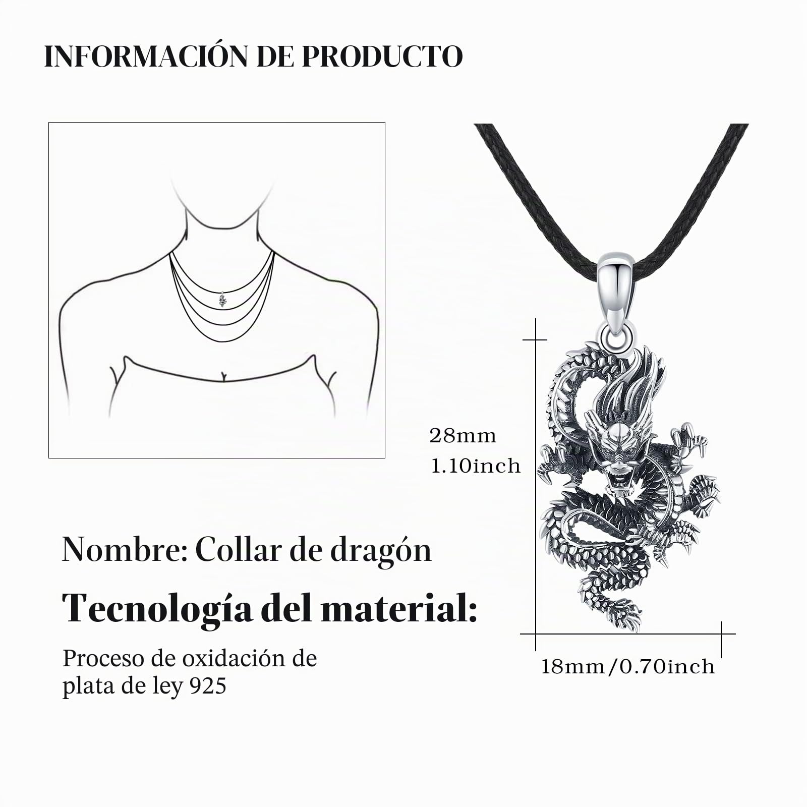 Collar de dragón para hombres y mujeres, plata de ley S925, estilo chino, retro, vintage, colgante de dragón, joyas de regalo