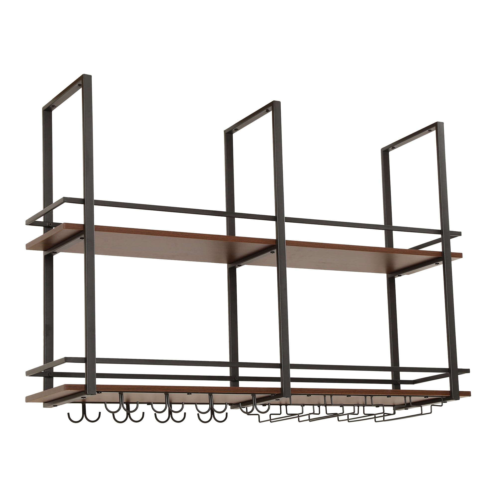 [en.casa] Casier à Vin Suspendu Hubro 120 x 30 x 85 cm Noir Effet Noyer