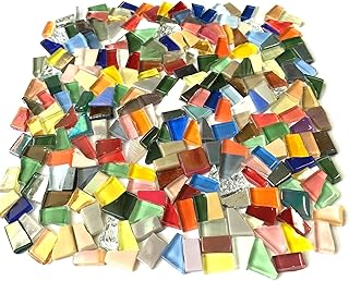 Qililandiy 250g Mixed Shapes Glass Mosaic Tiles Stained Mosaic Tiles Assorted Small Irregular Glass Mosaic Tiles for Crafts Mosaic Craft Supplies Mosaic Projects