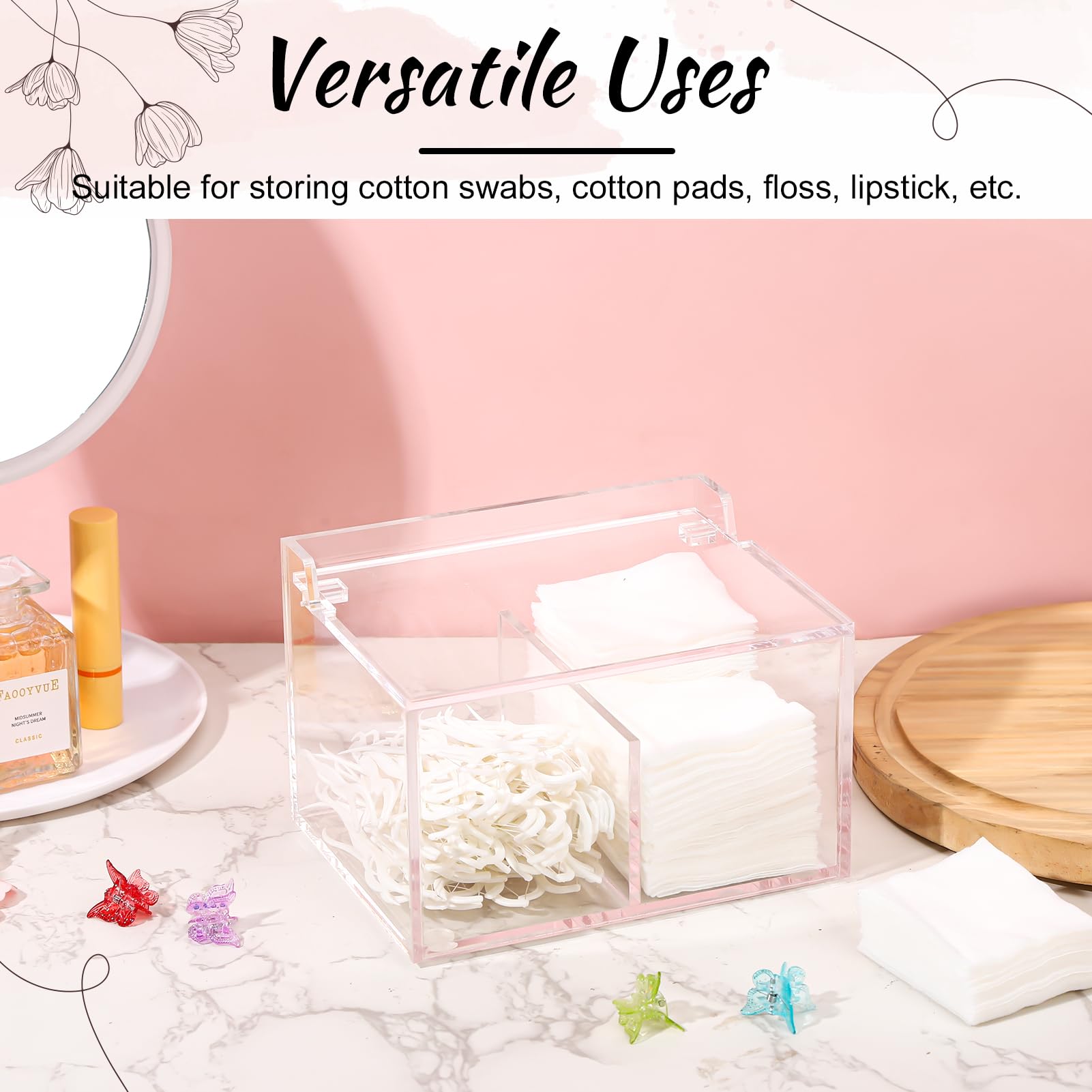 Transparenter Acryl Qtip Halter – Für Wattestäbchen, Make-up-Schwämme, Schmuck, 9,4x8,9x7,9 Cm