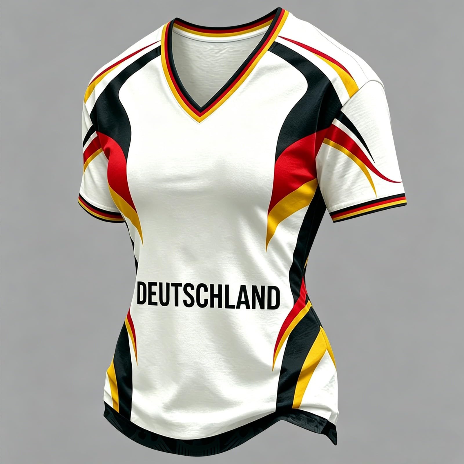 Camiseta de fútbol de Alemania 2026 para mujer, con cuello en V, tallas grandes, retro, camiseta original para fanáticos de los deportes, camiseta de Alemania, camiseta corta de entrenamiento