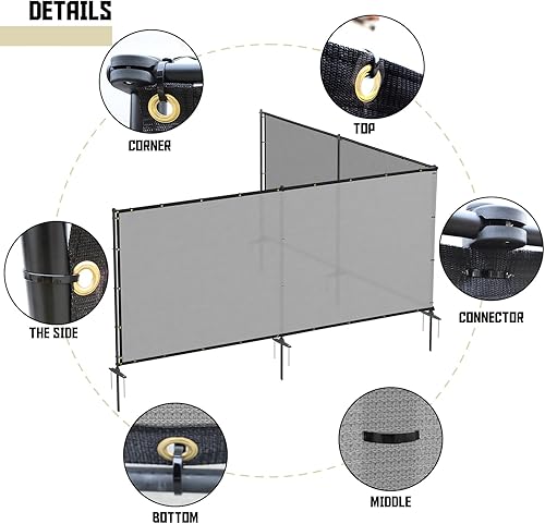 Miniatura 2 de TANG Valla de privacidad al aire libre con postes de hierro, picos de tierra para perros, valla de privacidad de metal para jardín, patio trasero,