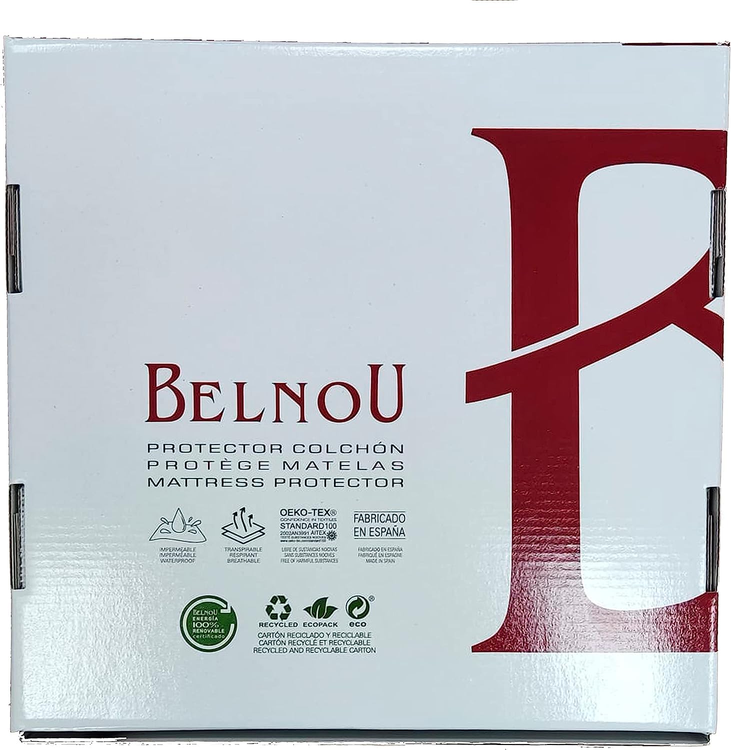 BELNOU Protector Colchón Impermeable Dulce, Funda Colchón, Transpirable, Fabricado en España, Todo Tipo de Colchones, Fabricado en España, Libre de Sustancias Nocivas (180 x 190/200 x 30 cm)