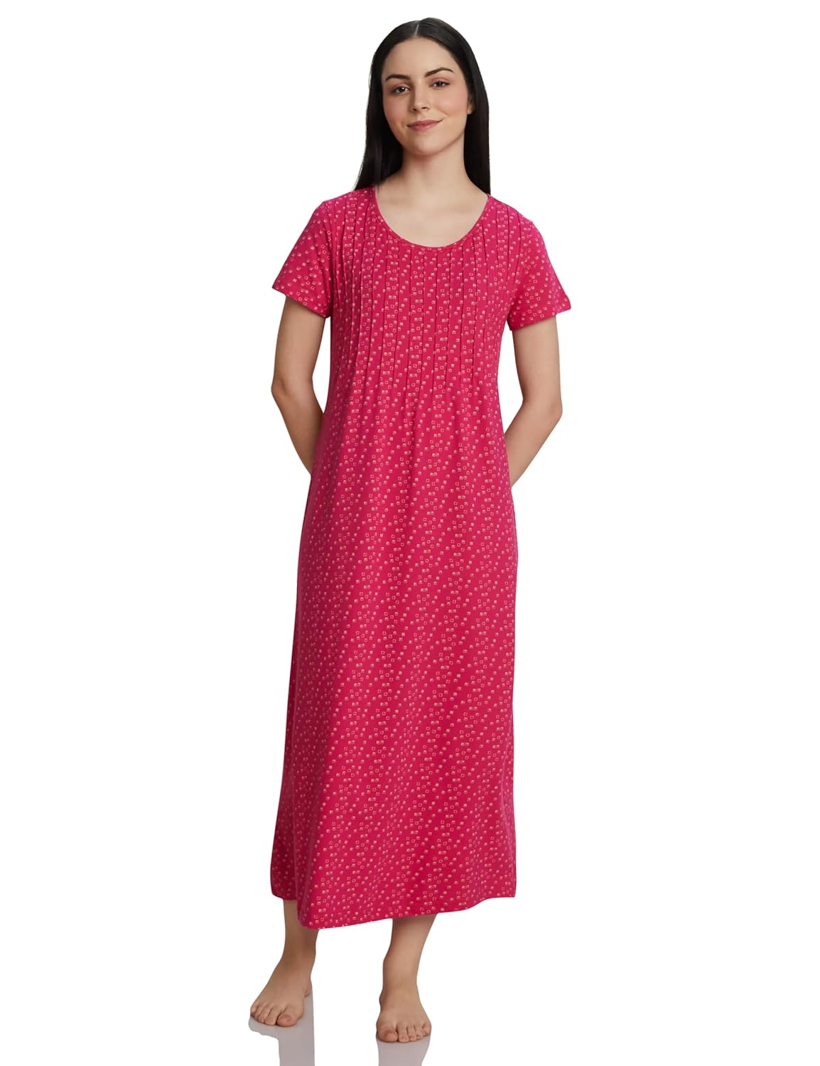 Amazon Brand – Symbol Women’s Cotton Ankle Length Regular Fit Nighty | Night Dress | Available in Plus Size