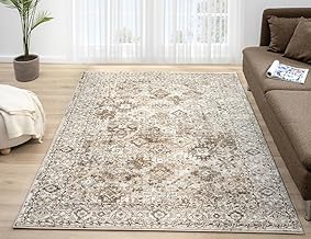 Lord of Rugs Traditional Vintage Rug for Dining Room, Living Room, Bedroom, Home Office, Kitchen Classic Bohomian Easy Care Rug Bordered Cream Beige 550AC Small 80x150 cm (2'6"x5')