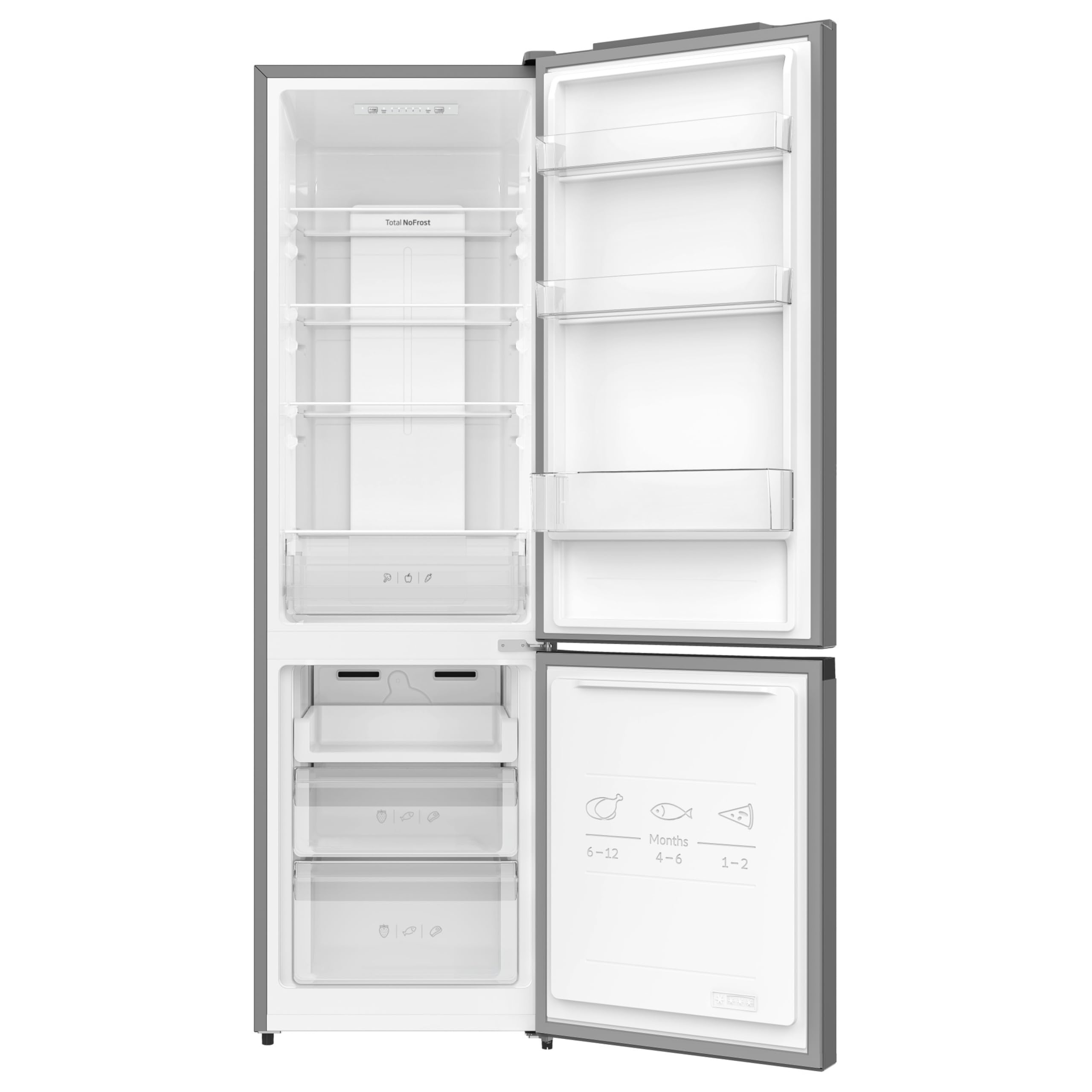 Amica Kühl‑Gefrier‑Kombination freistehend 178,9 x 55 x 58,8 cm 262 l Ökofunktion NoFrost Supergefrierfunktion 4-Sterne-Fach Gefrierfach unten AKG 3877 E – Kühl Gefrierkombination Edelstahloptik