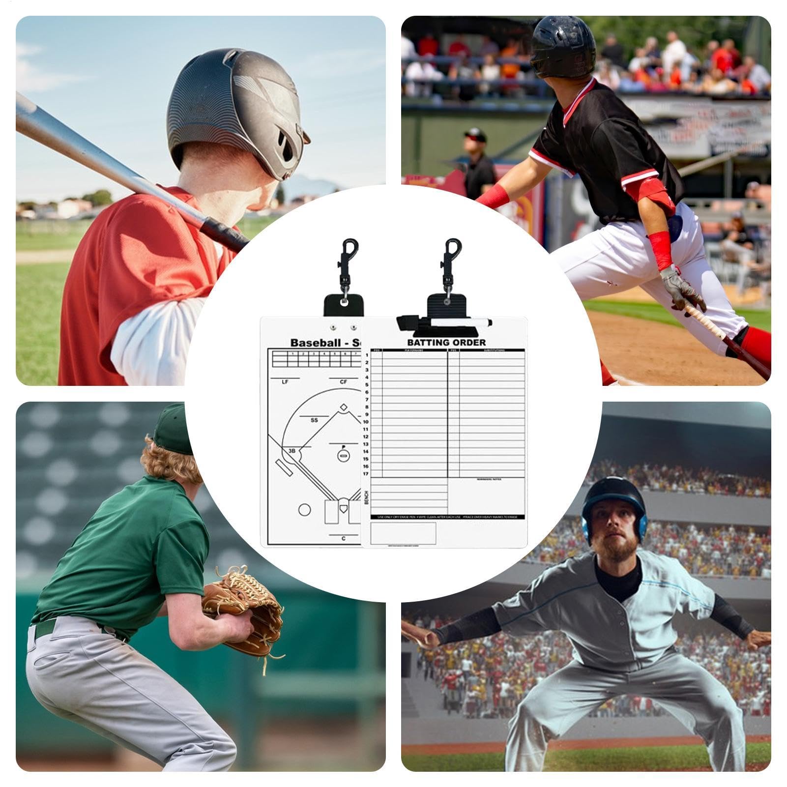 Baseball Clipboard, Double Sided Magnetic Board, Erasable Referee Marker, Halftime and Pre-Game Setup, Easy Cleanup, Lightweight Design, 1 Pack, Ideal for Coaches and Officials
