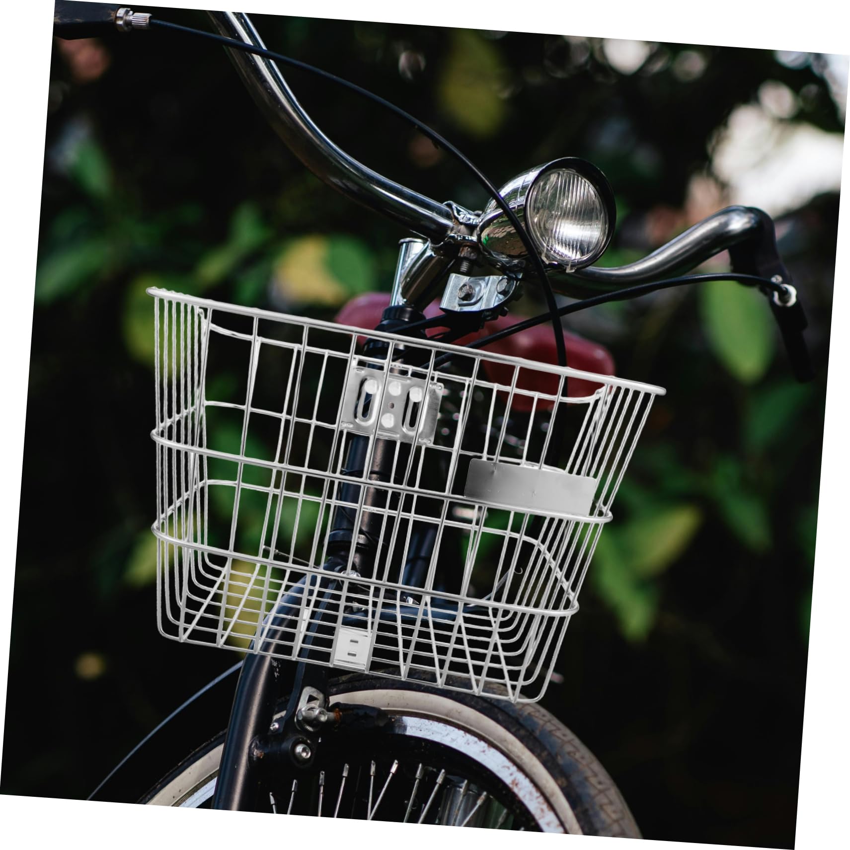 TOYANDONA Cesto Bici Frontale in Acciaio Inox Argento per Bicicletta | Commuting e Shopping, Struttura Robusta, Installazione Semplice, Design Intrecciato Elegante