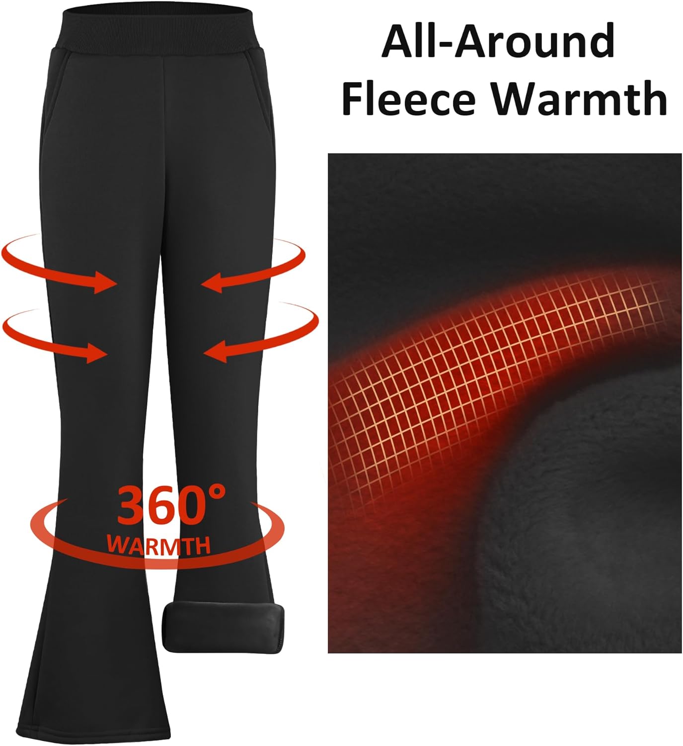 BIG ELEPHANT Girls Fleece Flared Pants – Soft Cotton Bell Bottom Pants with Pockets, Slim Thigh Fit for School & Daily Wear - Image 4