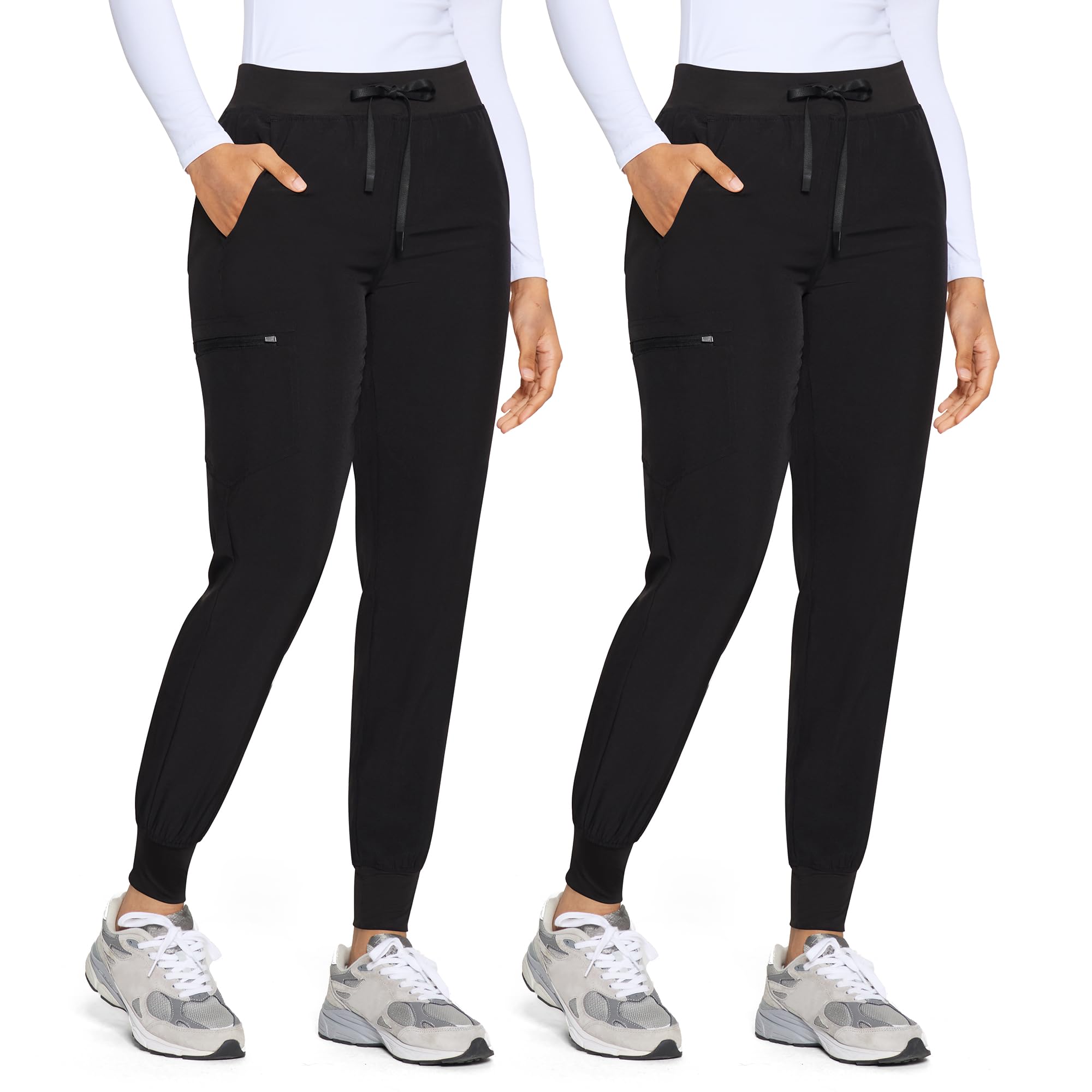 2 Pack Womens Scrub Pants - Soft Stretch Yoga Style