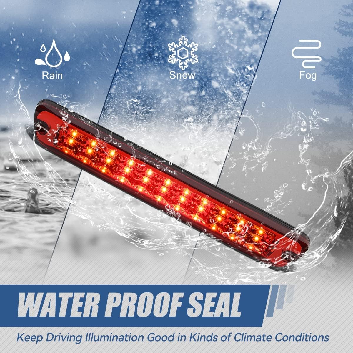 Auto Dynasty Dual Row Full LED Red Housing 3rd Third Tail Brake Light Cargo Lamp Compatible with Chevy Colorado/GMC Canyon 04-12