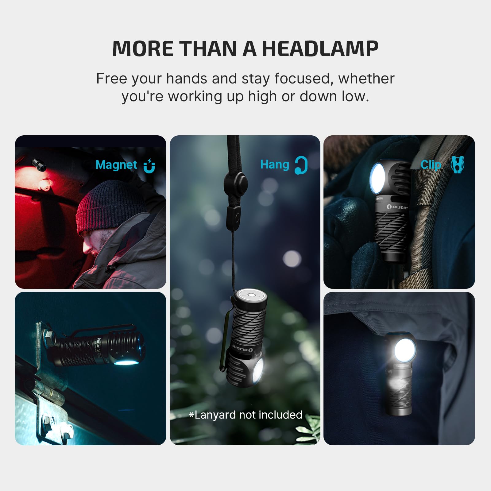 OLIGHT Perun 3 Mini linterna frontal LED de 1200 lúmenes, linterna frontal recargable con opción de luz roja, ideal para camping, trabajo, reparaciones y al aire libre (HCRI negro)