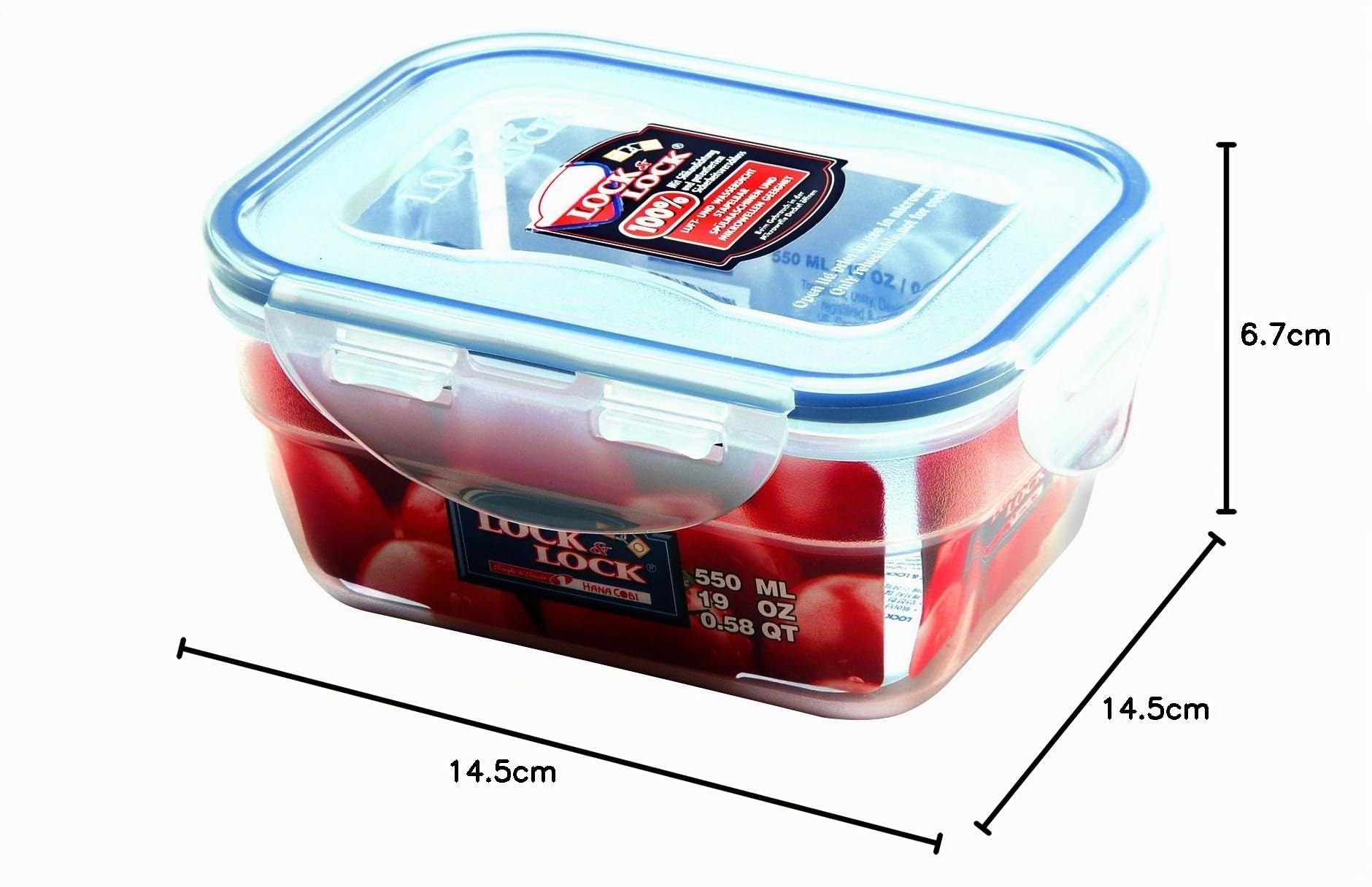 Lock&Lock Frischhaltebox | Frischhaltedose | Gefrierdose | ineinanderstapelbar | Inhalt: 550 ml | 14,5 x 11 x 6,7 cm | HPL311-12er Set