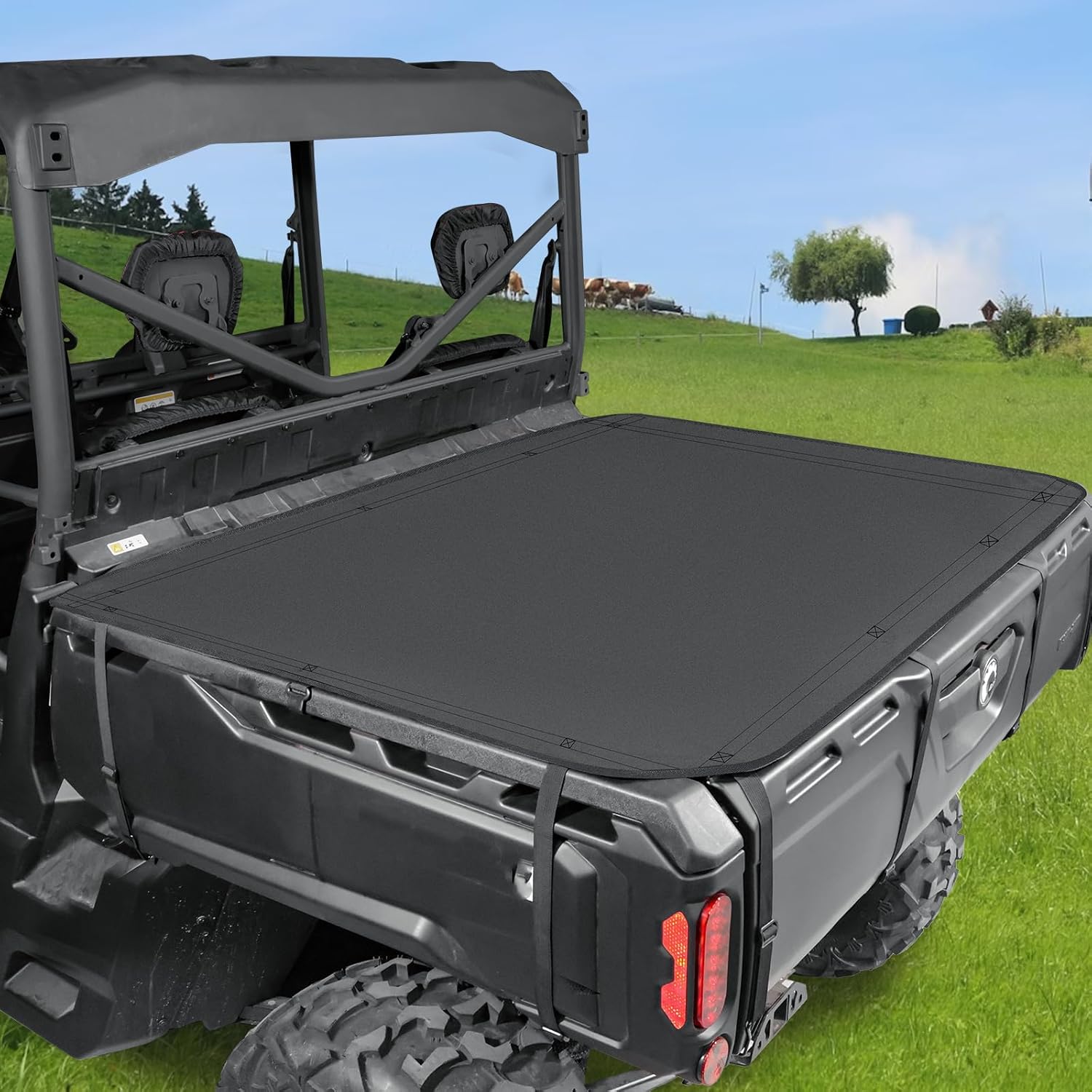 StarknightMT UTV Tonneau Cover Compatible with Can-am Defender 2016-2024 HD 5/7/8/9/10 DPS MAX XT XMR, Waterproof Cargo Bed Cover with Strap Defender Accessories