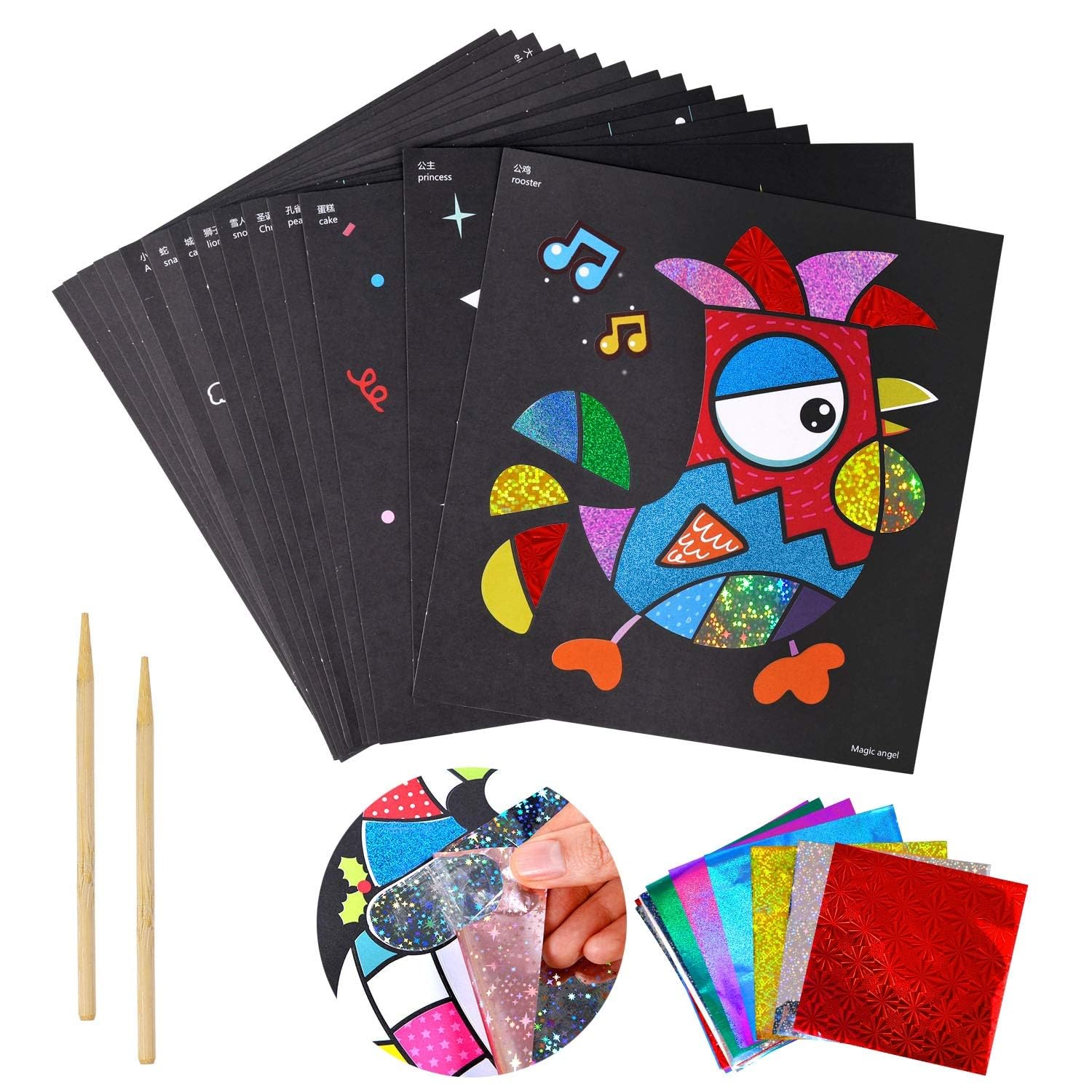 KELIZIN Arts and Crafts for Kids Activity Creative Educational Foil Art Kit Foil Fun Art Kit for Kids Mess Free Foil Sticker Art DIY Creative Painting Card for Kids, Teens & Adults