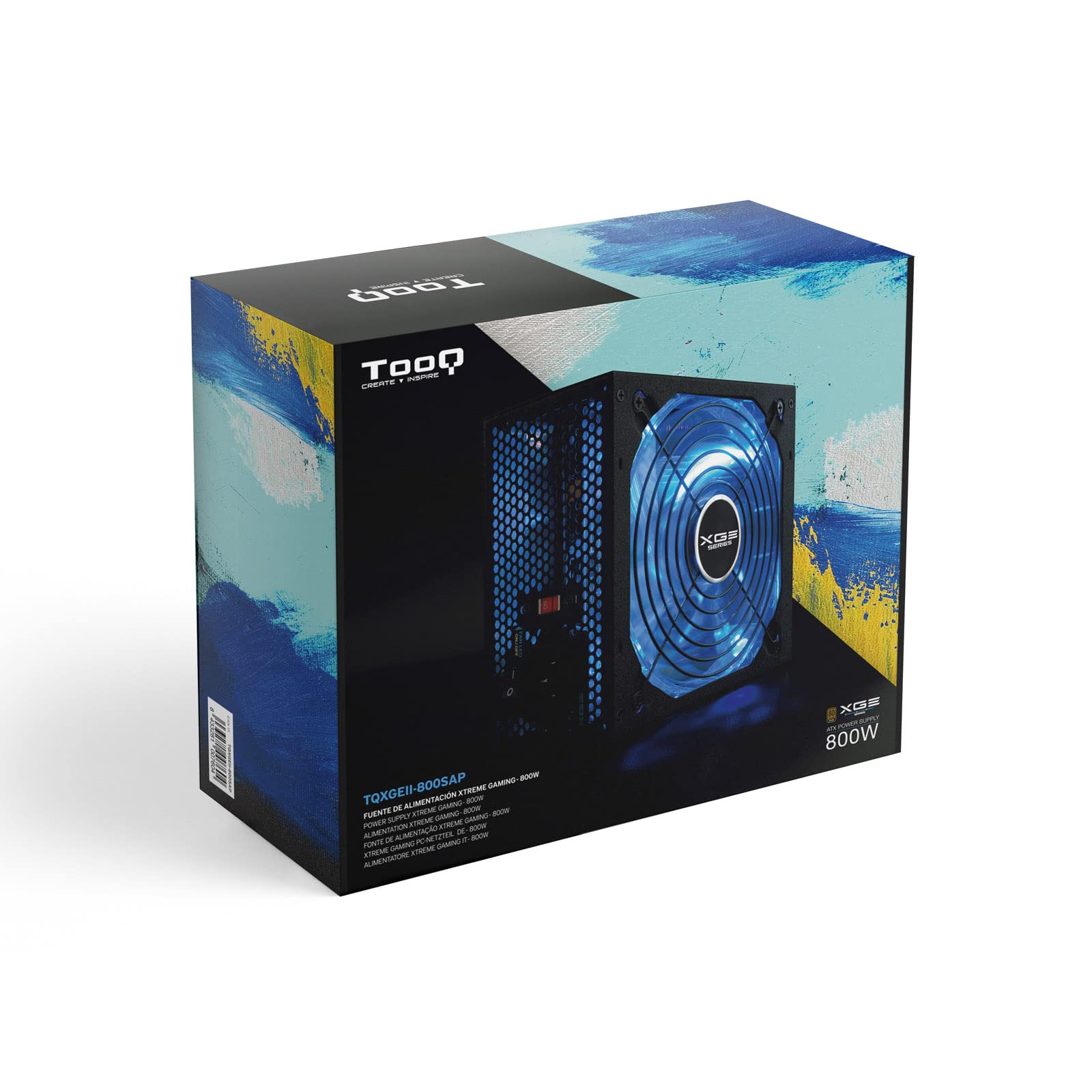 TooQ TQXGEII-800SAP - zasilanie do gier (800 W, PFC activo, ATX 12V V2.31) Certificación 80 Plus brąz, wentylator LED, kolor czarny
