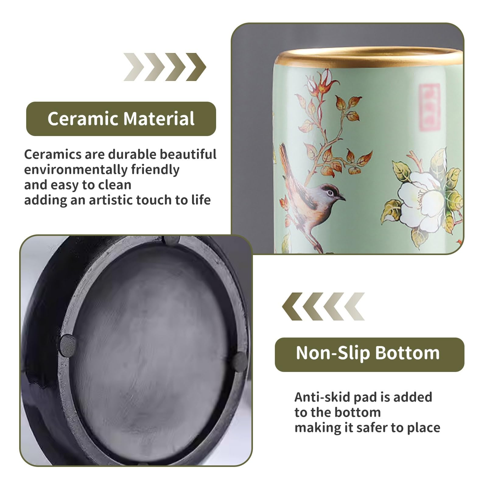 Portaombrelli in ceramica, autoportante in porcellana dipinta, altezza 43,9 cm, per interni ingresso, casa, ufficio e hotel