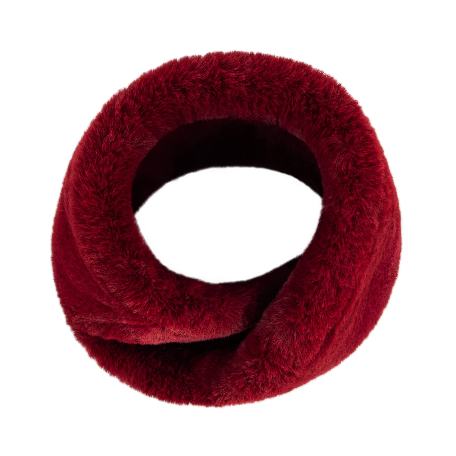 Futrzane Women's Maroon Modern Modern Snood - Faux Fur Infinity Scarf For - Soft Winter Cowl (Maroon Modern)