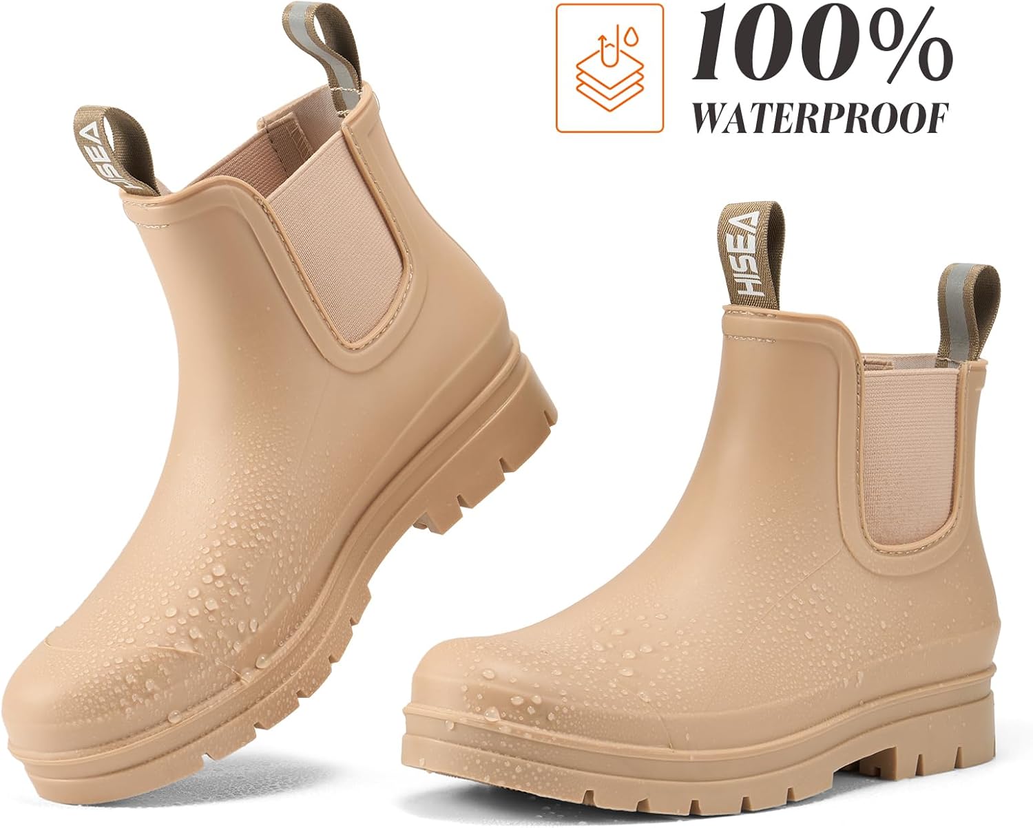 HISEA Women's Short Rain Boots Fashion Waterproof Chelsea Boots Ankle Garden Shoes for Ladies Non Slip Outdoor Work Booties Lightweight Rubber Rainboots with Comfort Insole - Image 6