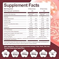 Vista 2 de Fiber Gummies with Probiotics,10G Fiber per Serving No Sugar Added Apple Flavor, with 10 Billion CFU Probiotics Blend, Apple Cider Vinegar, Vitamin