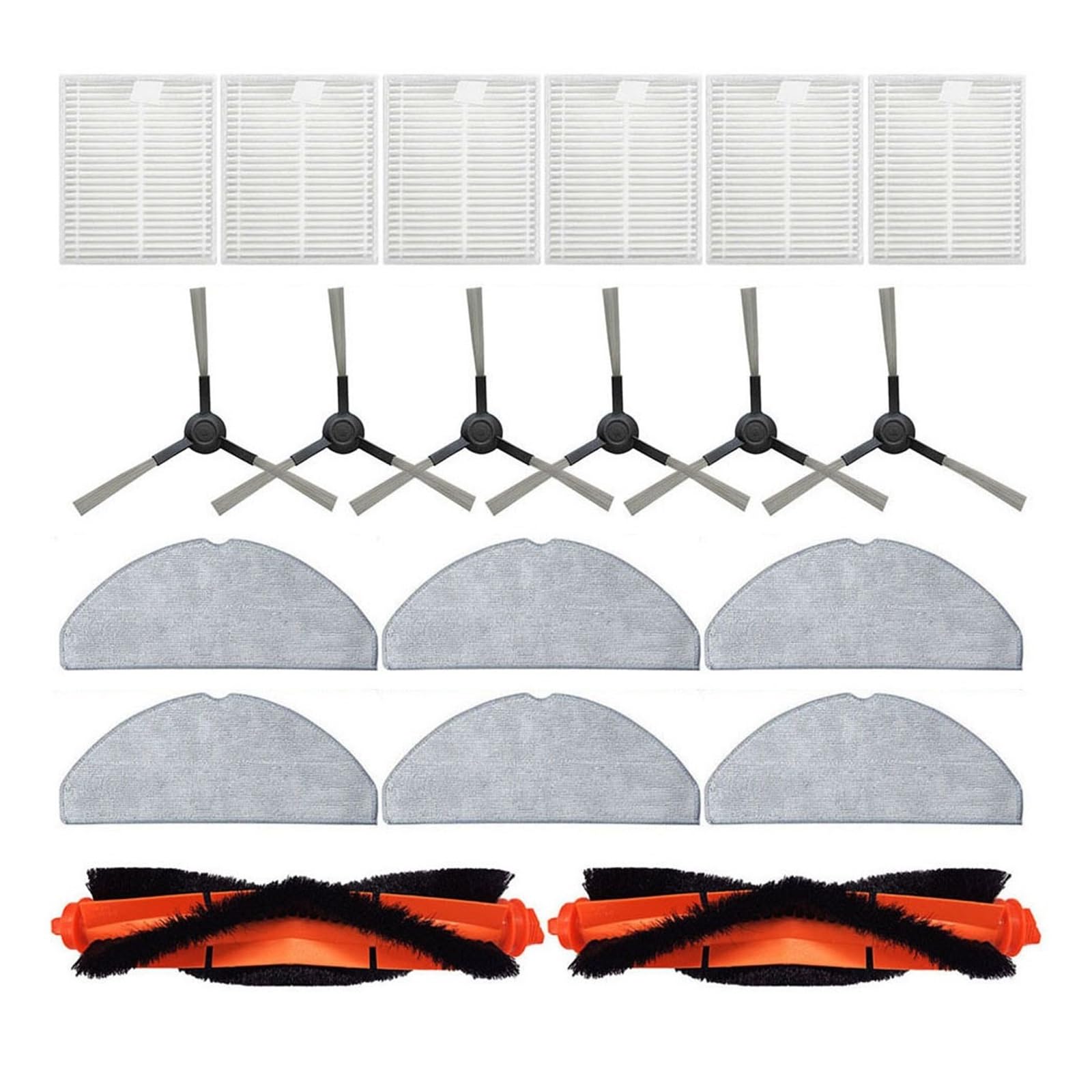 HIZON Robot Vacuum，Compatible For Xiaomi ，S20/D106 Main Brush Cover Hepa Filter Mop Cloth Side Brush Mop Holder Dust Box(SET4)