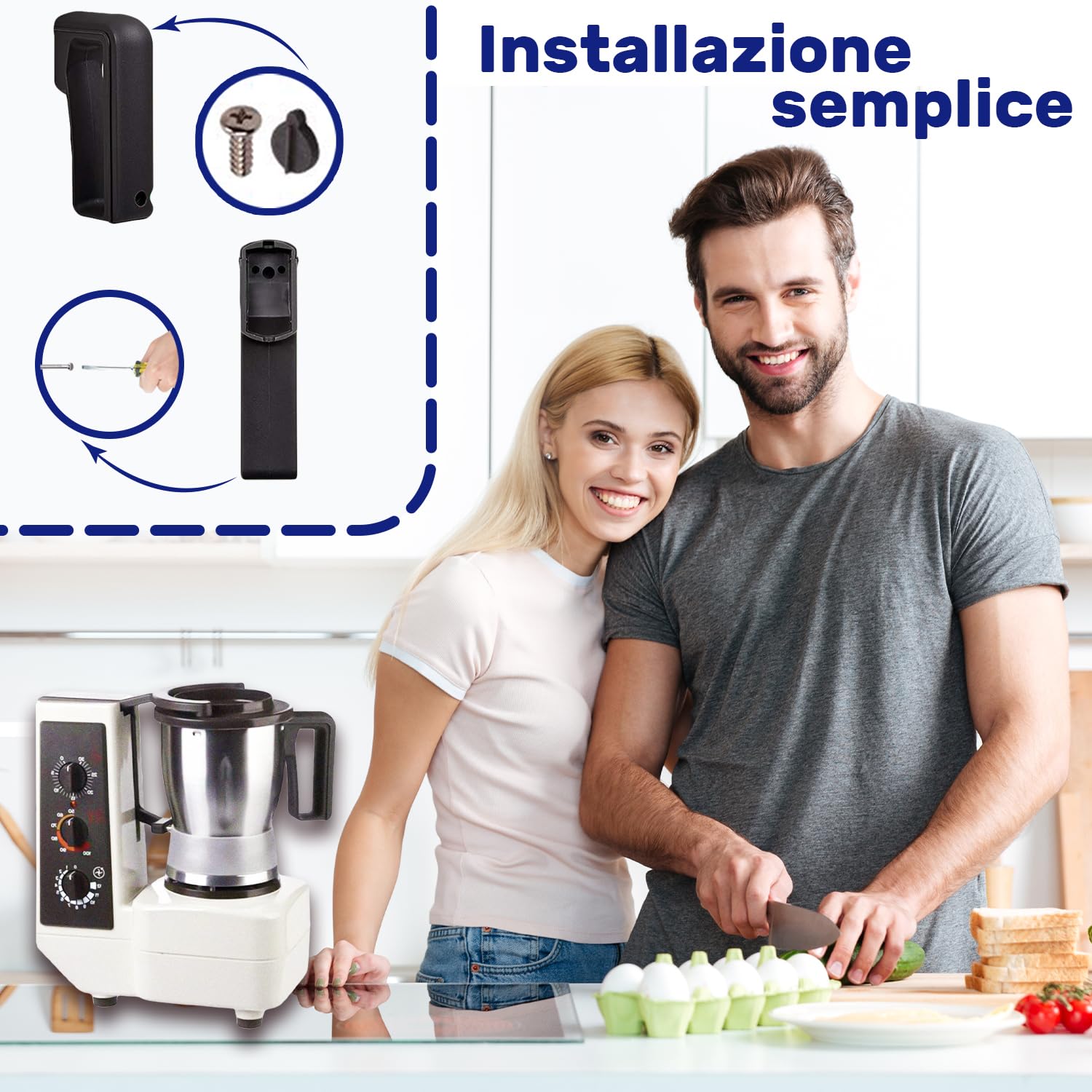 MONTERAL Maniglia Di Ricambio Per Ciotola Vorwerk Bimby TM3300 - Ergonomica, Resistente Al Calore, Facile Da Montare, Garanzia 10 Anni - 3