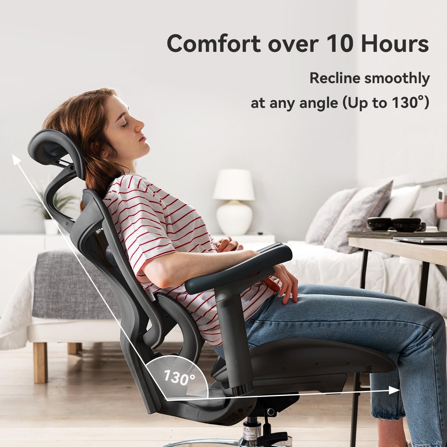 Garvee Silla de Oficina Ergonómica Grandeza y Robusta - Respaldo Alto de Malla Transpirable - Soporte Lumbar Dinámico - Reposabrazos 3D Ajustables - Asiento Giratorio con Reposapiés