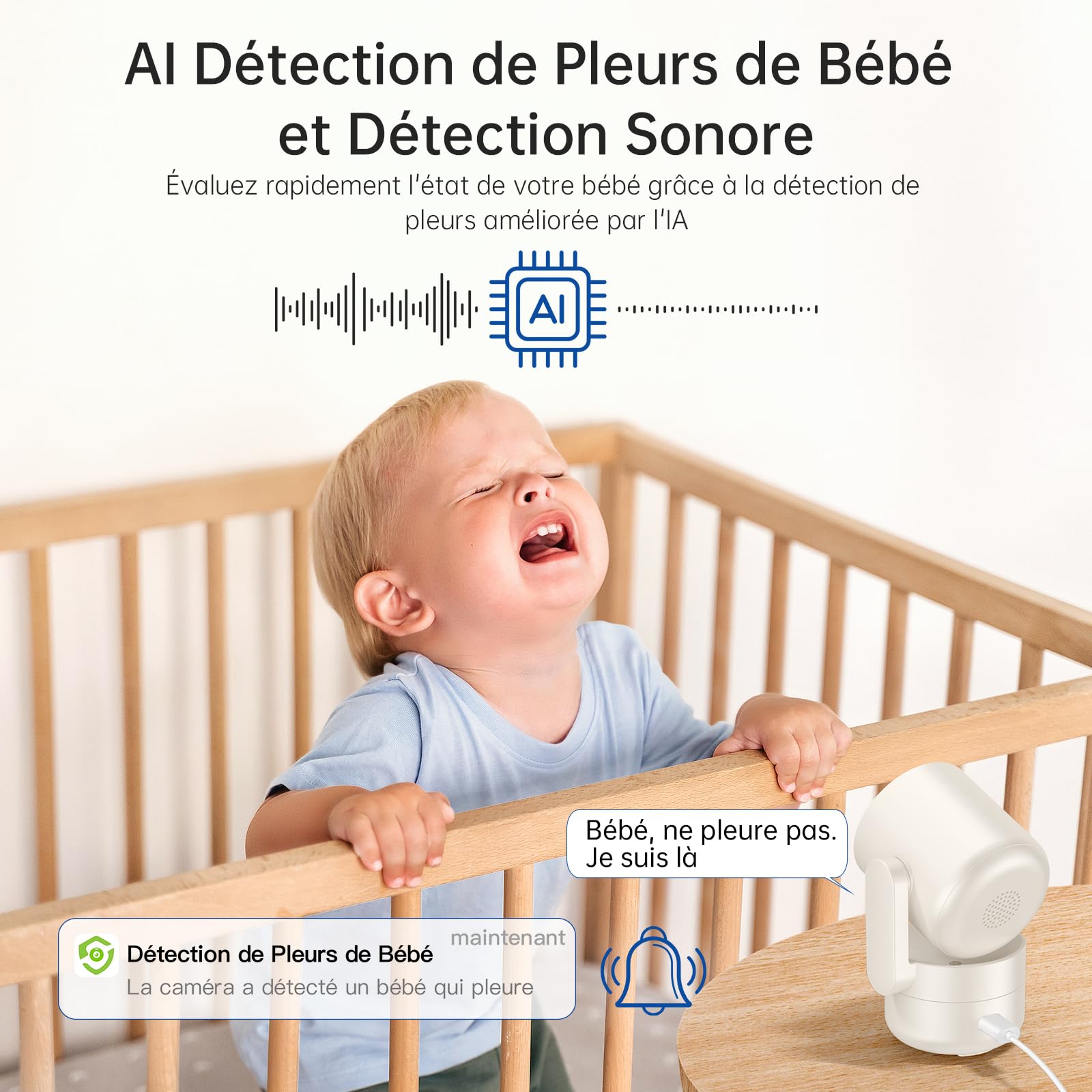 SYMYNELEC 2K Caméra de Surveillance Intérieure WiFi 5GHz/2,4GHz, 2 Pièces | Caméra 360°, Détection Humaine, Vision Nocturne, Appel en un Clic, Audio Bidirectionnel, Surveillance Bébé/Animaux, Alexa