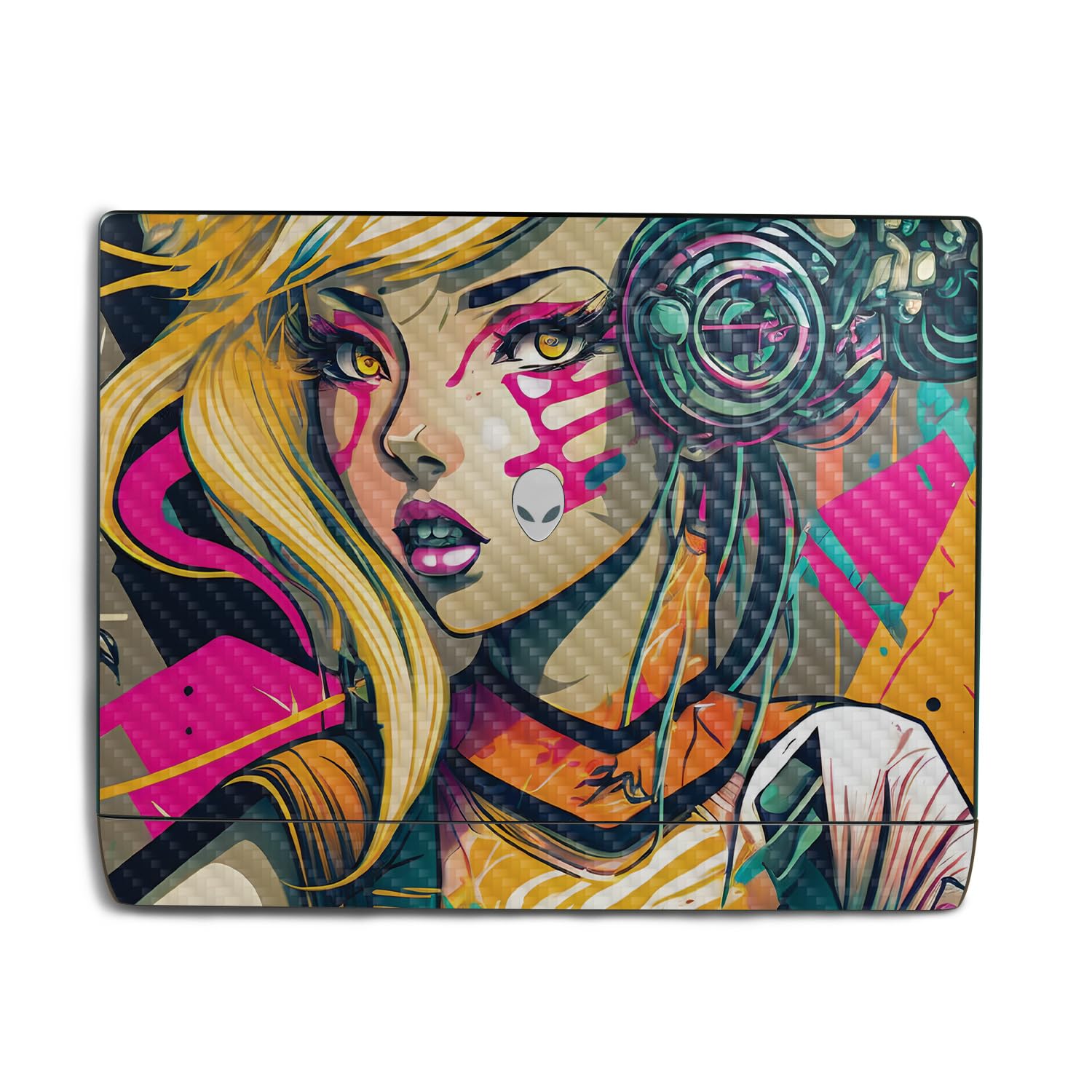 Carbon Fiber Laptop Skin Compatible with Alienware 18 Area-51 (2025) - Techno Punk - Premium 3M Vinyl Protective Wrap Decal Cover - Easy to Apply | Crafted in The USA by MightySkins