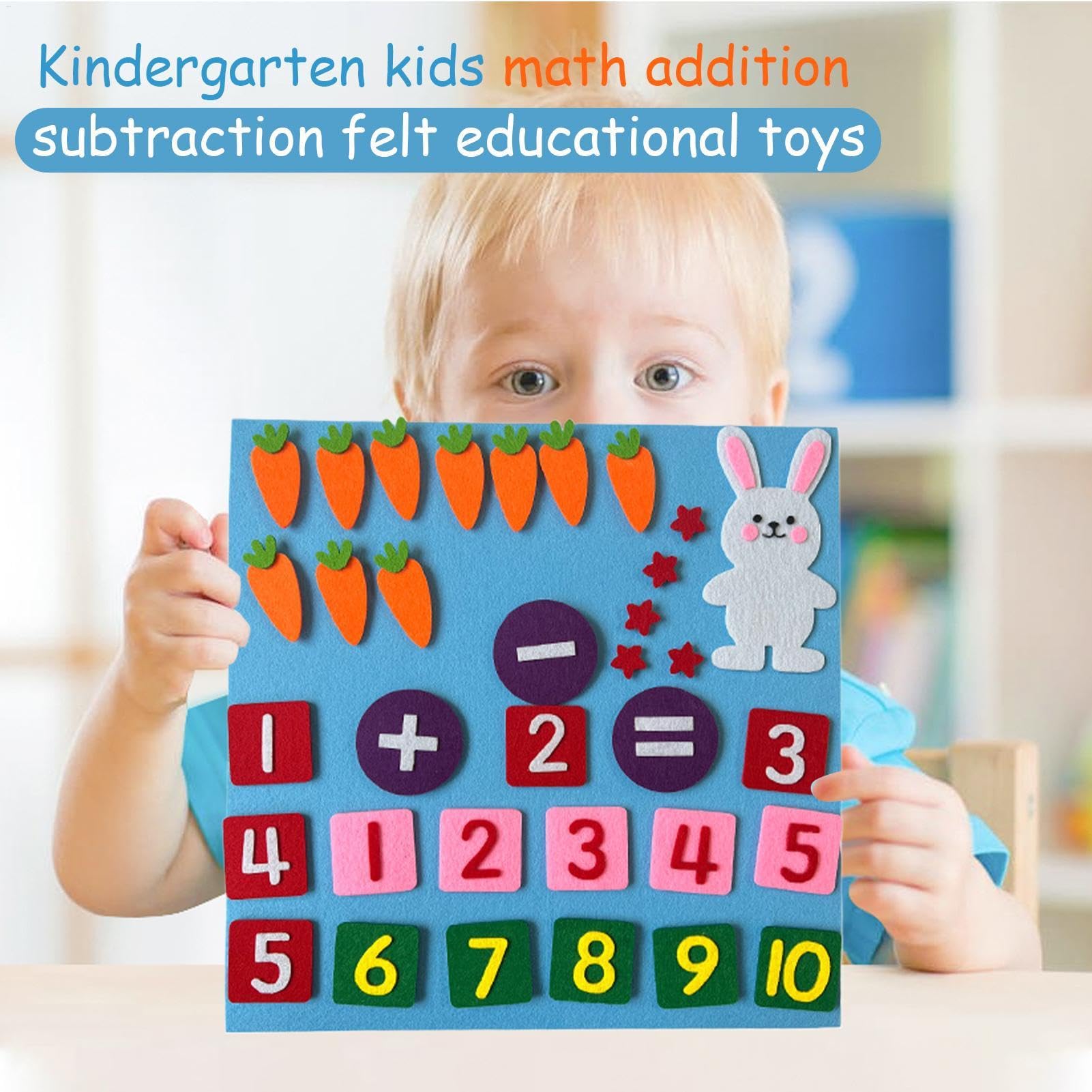 Tabella in feltro – Conteggio e sottrazione – Tavola in feltro – Tabella in feltro con numeri per i bambini – Giocattolo educativo per la matematica
