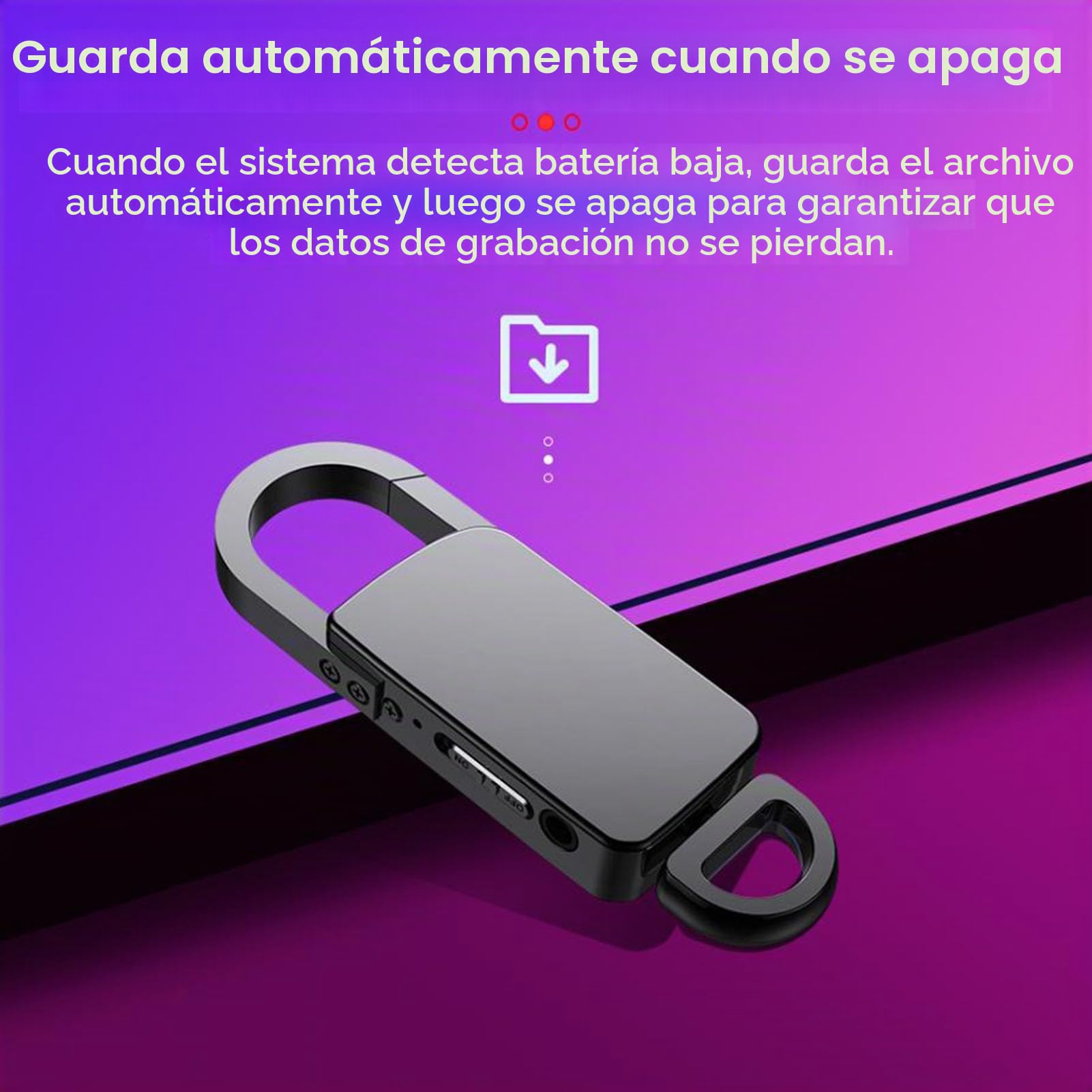 Grabadora Activada por Voz, Dispositivo de Grabación Portátil para Trabajo, Conferencias, Reuniones, Diseño de Llavero Grabadora de Voz Inteligente con Micrófono Inteligente,