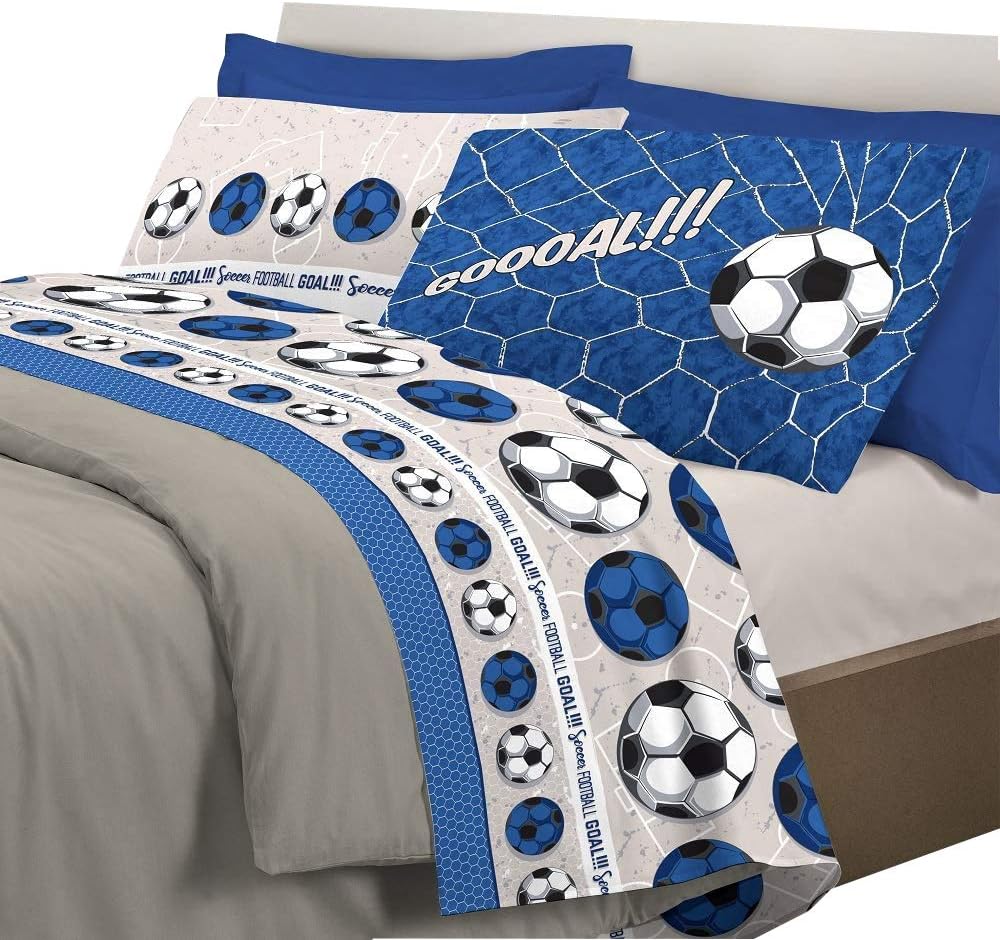Completo Lenzuola Calcio 100% Cotone - Stampa Digitale, Made In Italy, Misura Singolo