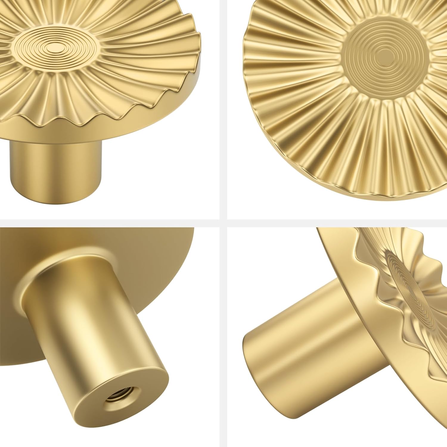 Haliwu 12 Pack Gold Half Moon Cabinet Knobs, Circular Kitchen Handles Single Hole Spacing Dresser and Drawer Pulls