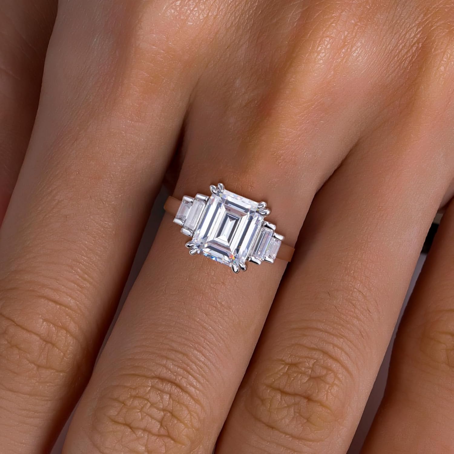 2CT-4CT Cubic Zirconia Oval Cut/Raidant Cut/Cushion Cut 3 Stone Engagement Rings 5A Grade Simulated Diamond CZ Wedding Promise Anniversary Rings for Women - Image 7