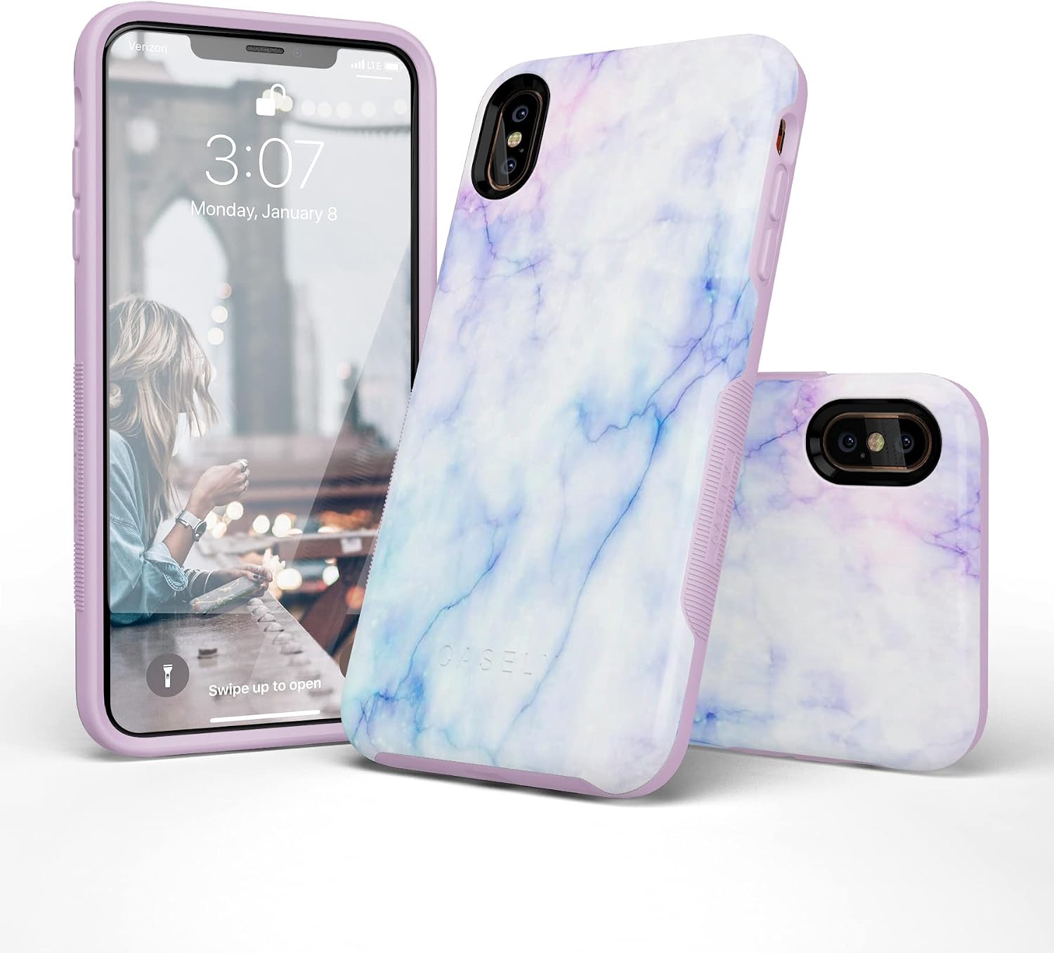 Casely iPhone Xs Max Case | Cotton Candy | Blue & Purple Marble | Bold Protective Design