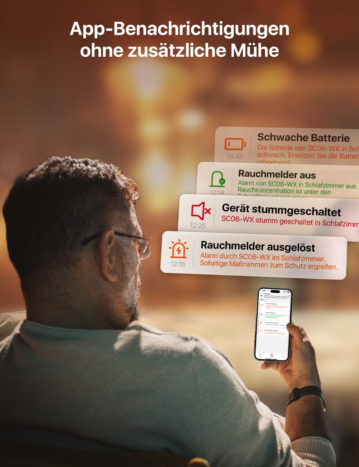 X-Sense Rauch- und Kohlenmonoxid Melder mit WLAN und austauschbarer Batterie, 2-in-1 Rauchmelder, intelligenter kombinierter Rauchmelder, kompatibel mit X-Sense Home Security App, SC06-WX, 2 Stück