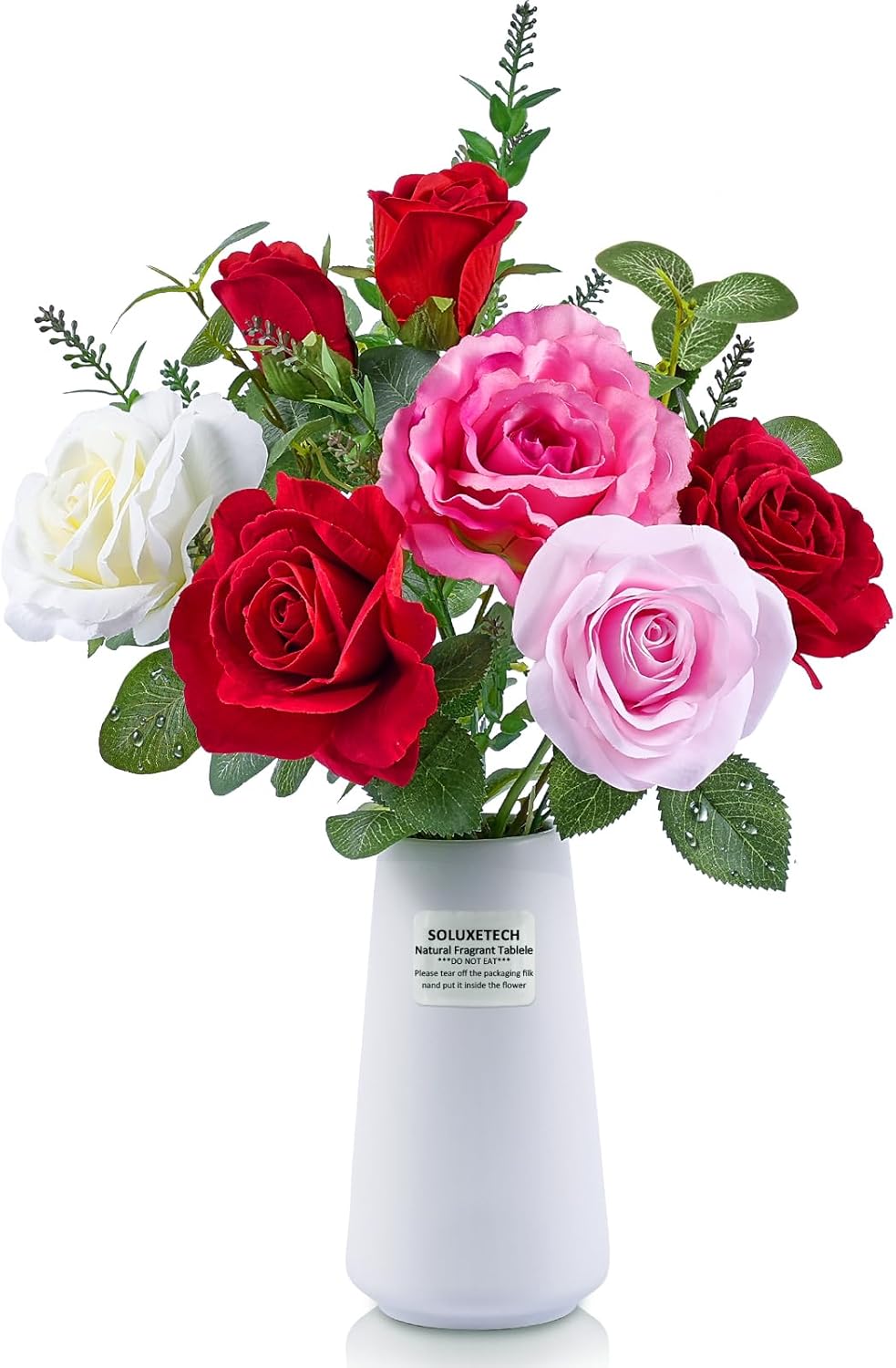 Artificial Handmade Geraniums with Flowers Scent 2 Pots Pink White Purple Lavender Lifelike Faux Geraniums Bushes Fake Flowers for Wedding Party Home Office Indoor Outdoor Plants Decor