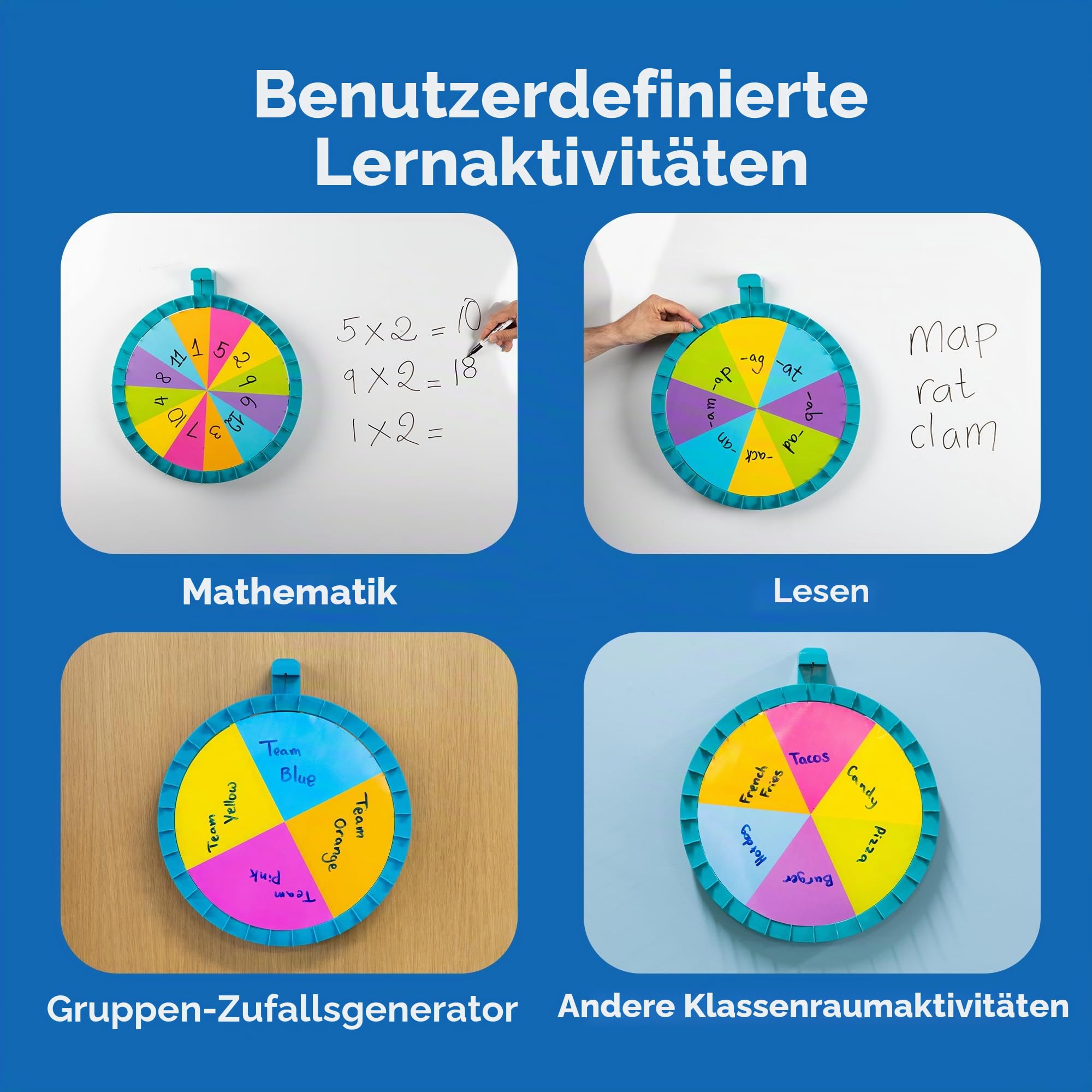 Learning Resources SpinZone Magnetisches JumboGlücksrad, Alter 4+, Interaktives Whiteboard-Material, 3 Doppelseitige Karten
